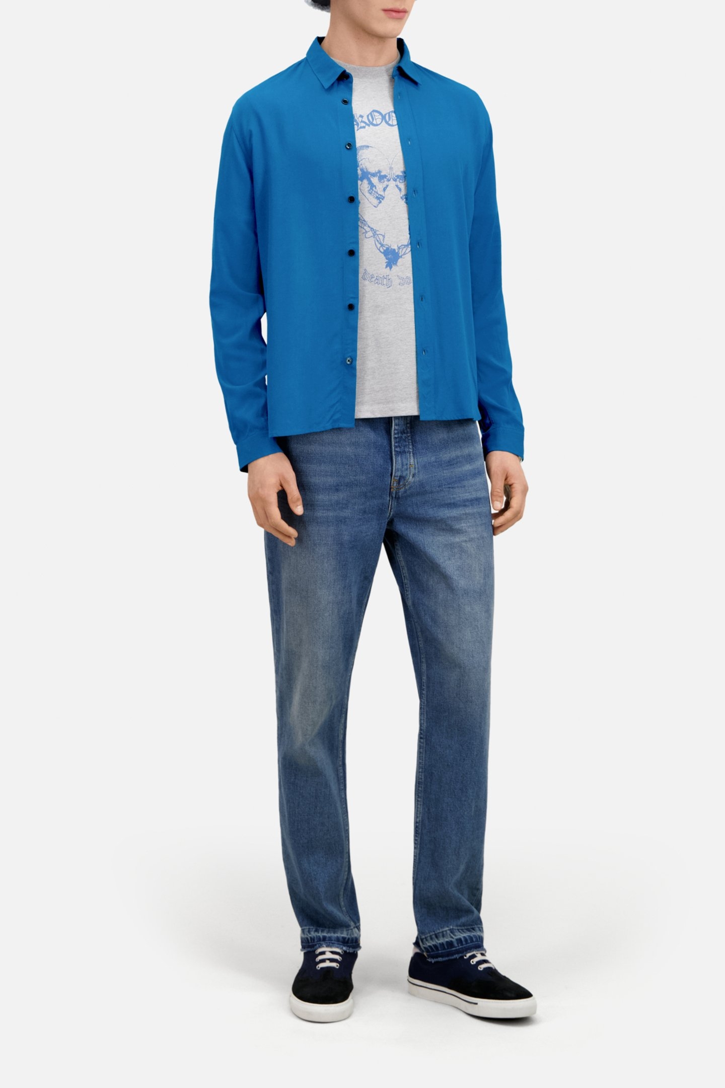 LONG SLEEVE SHIRT WITH CLASSIC COLLAR MEDIUM BLUE 5