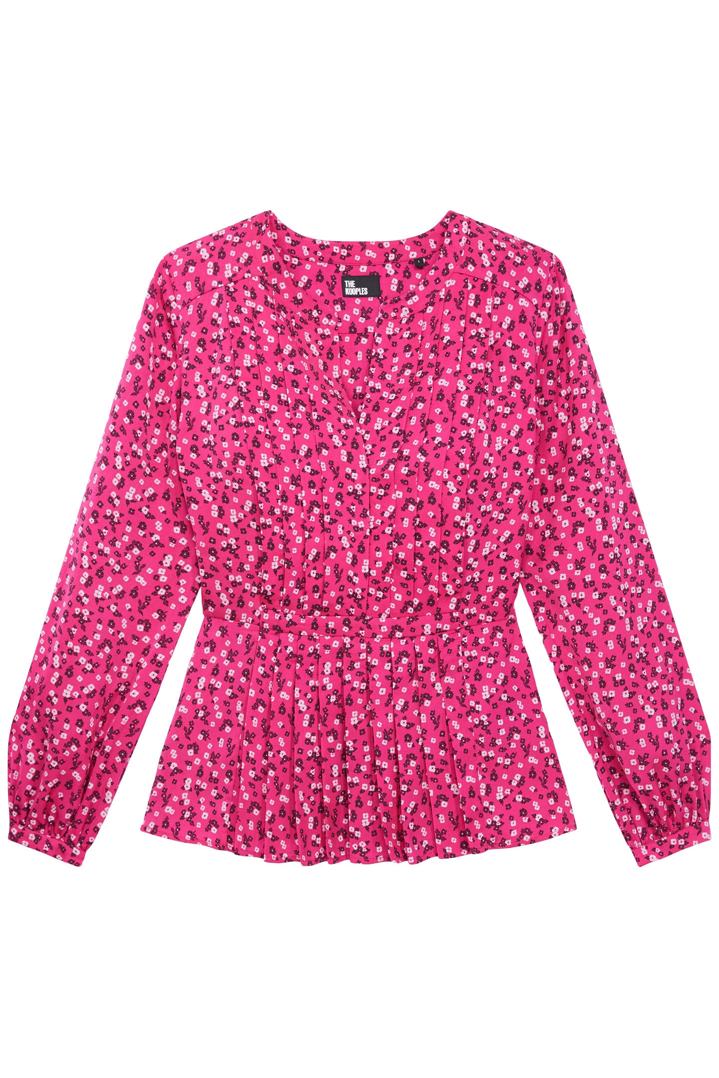 LONG SLEEVE TOP WITH PLEATED DETAIL PINK BLACK 4