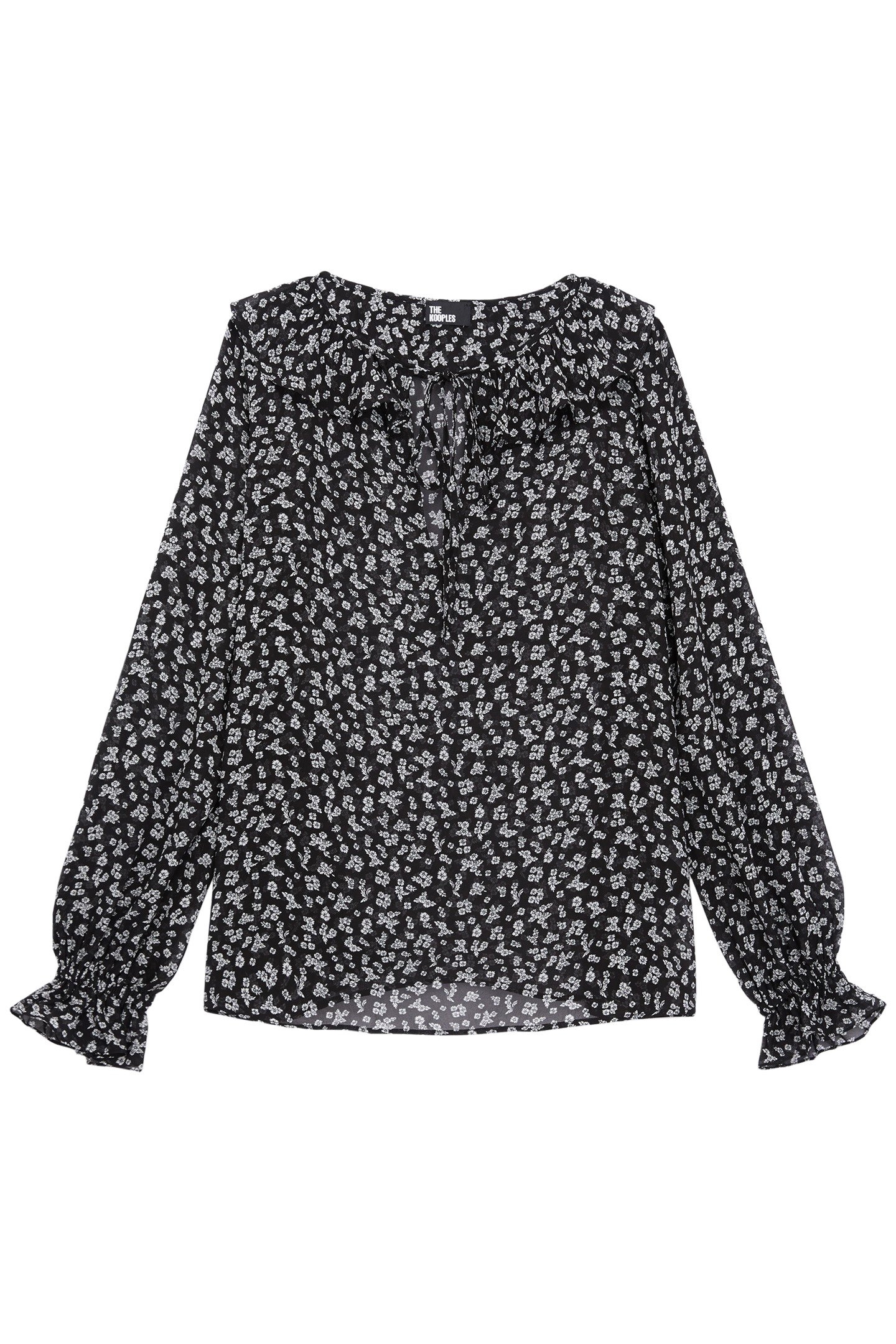 LONG SLEEVE TOP WITH RUFFLE DETAIL BLACK-ECRU 4