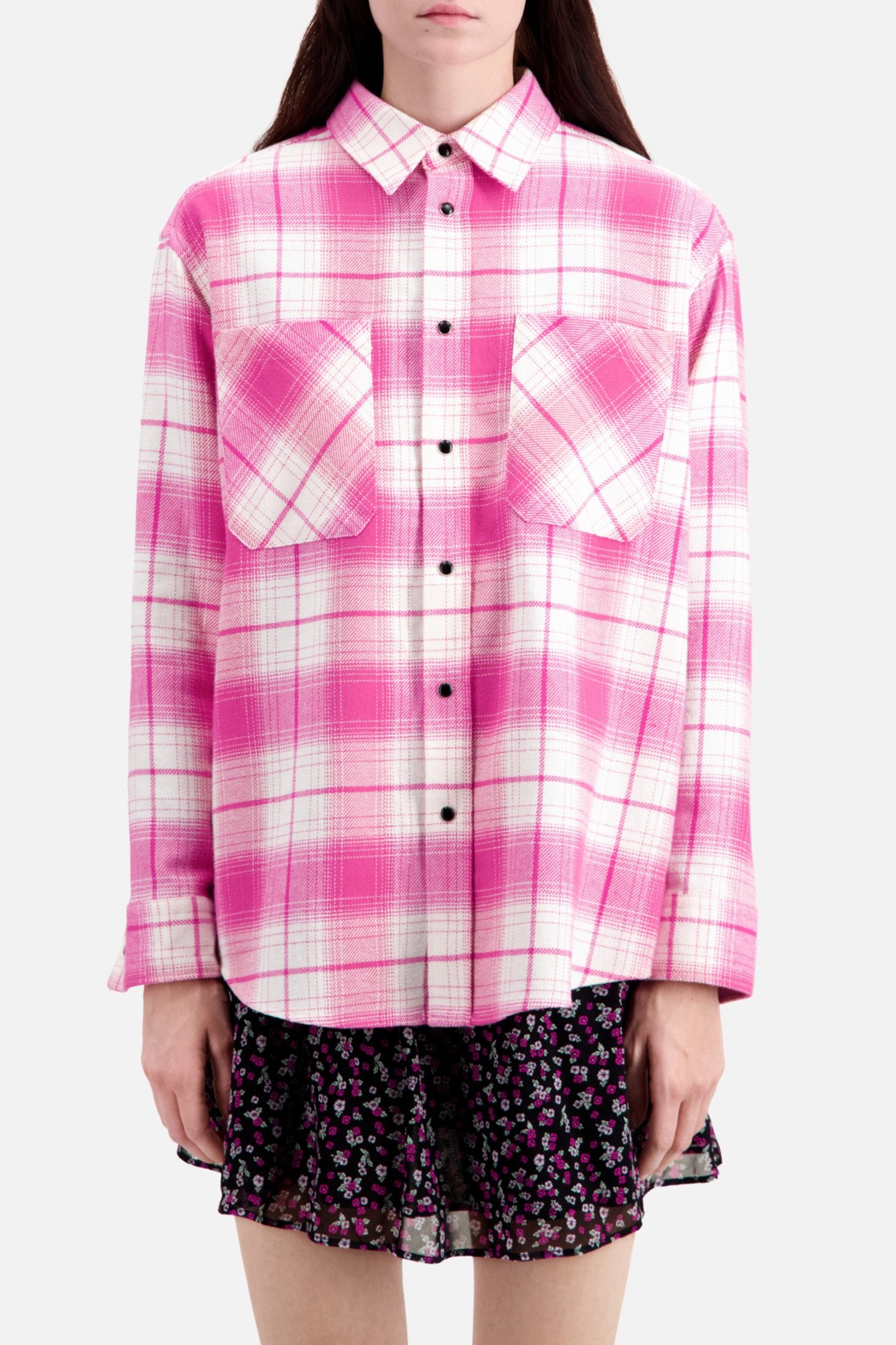 LONG-SLEEVED PLAID SHIRT PINK-WHITE 1