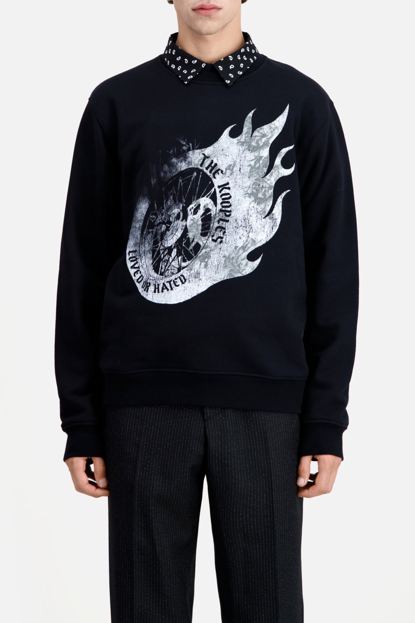 SWEATSHIRT WITH WHEEL AND FLAMES PRINT BLACK 1