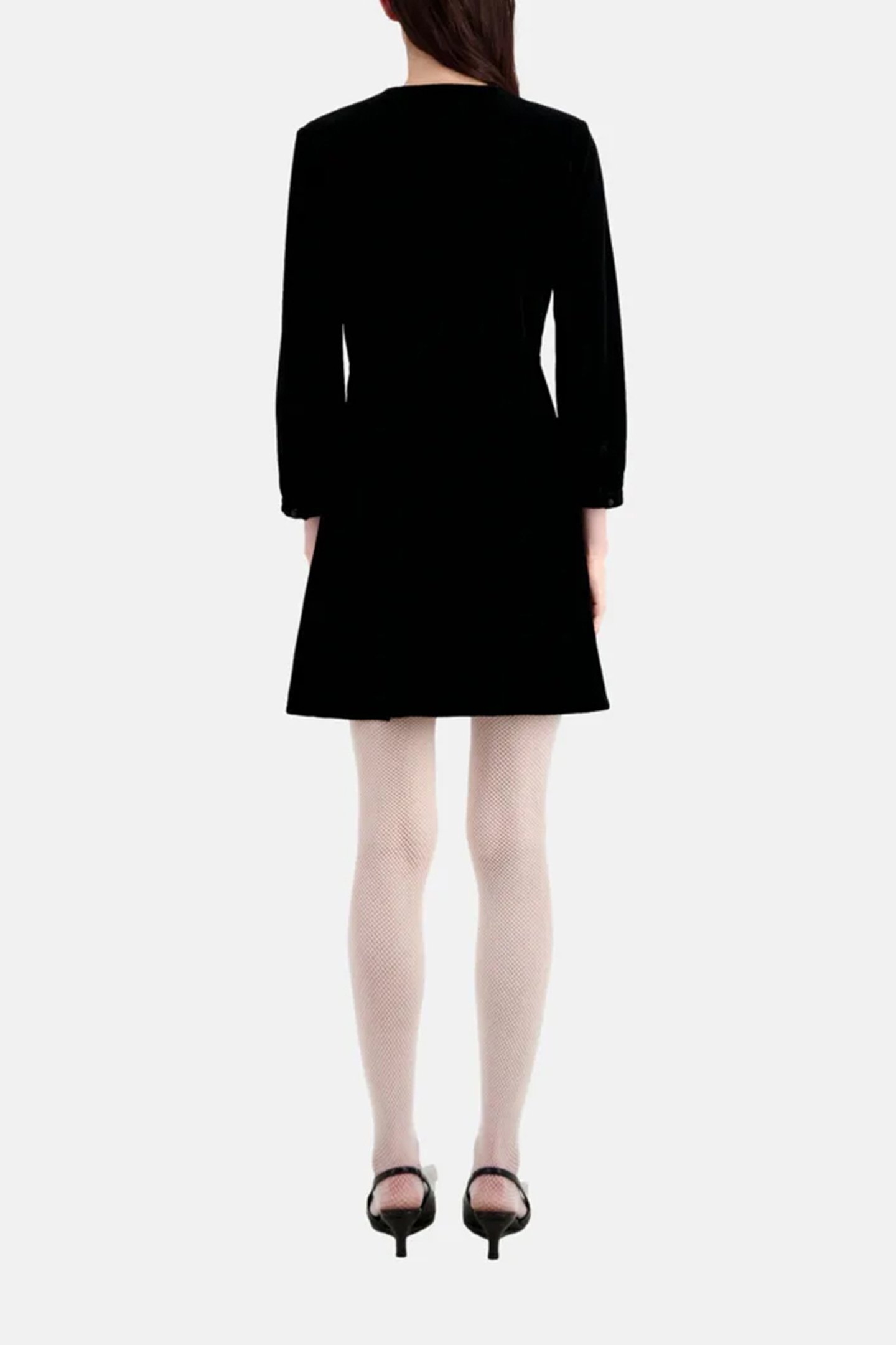 3/4 SLEEVE SHORT DRESS WITH V-NECKLINE BLACK 3