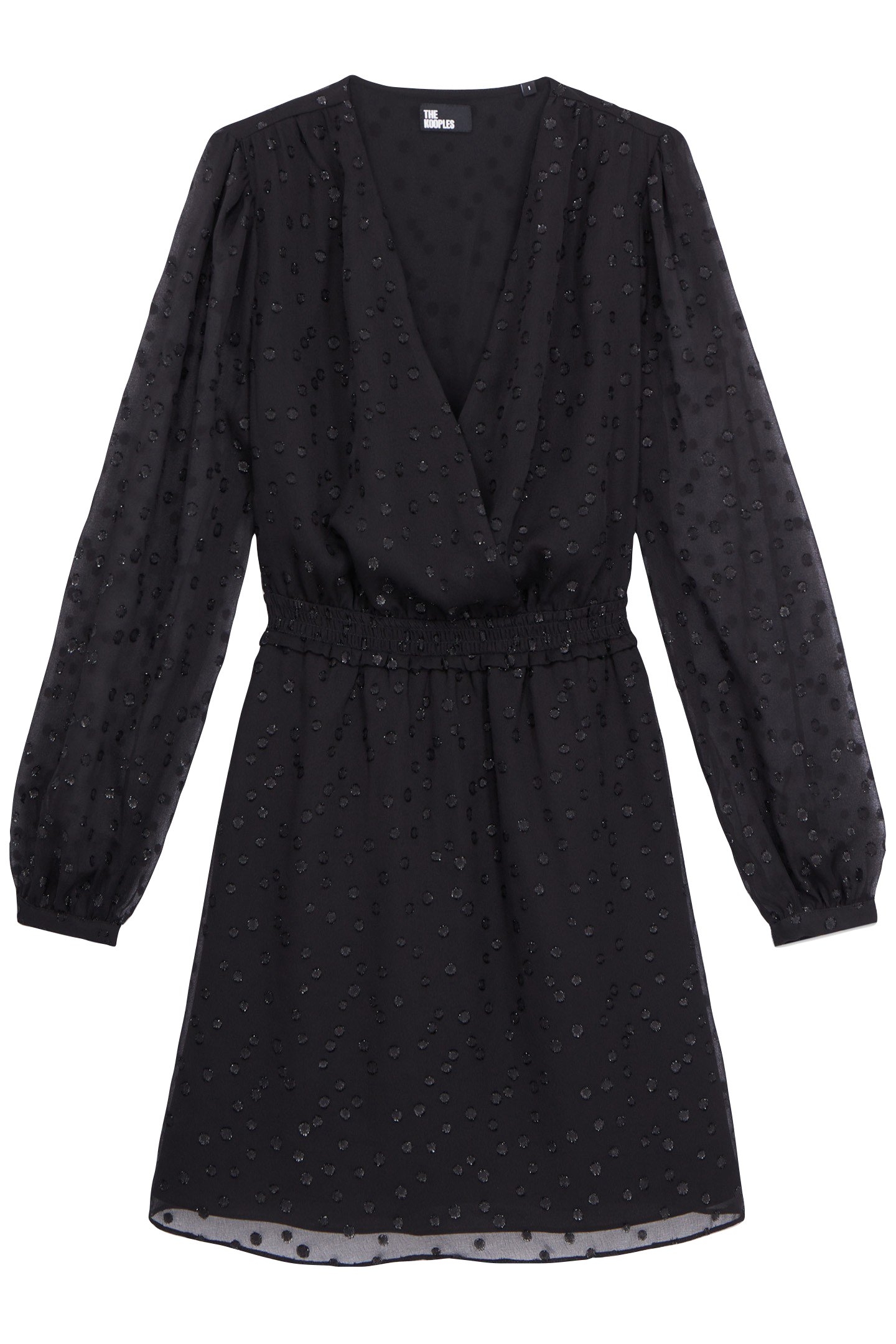 SHORT DRESS WITH 3/4 SLEEVES AND CROSSED TOP BLACK 3