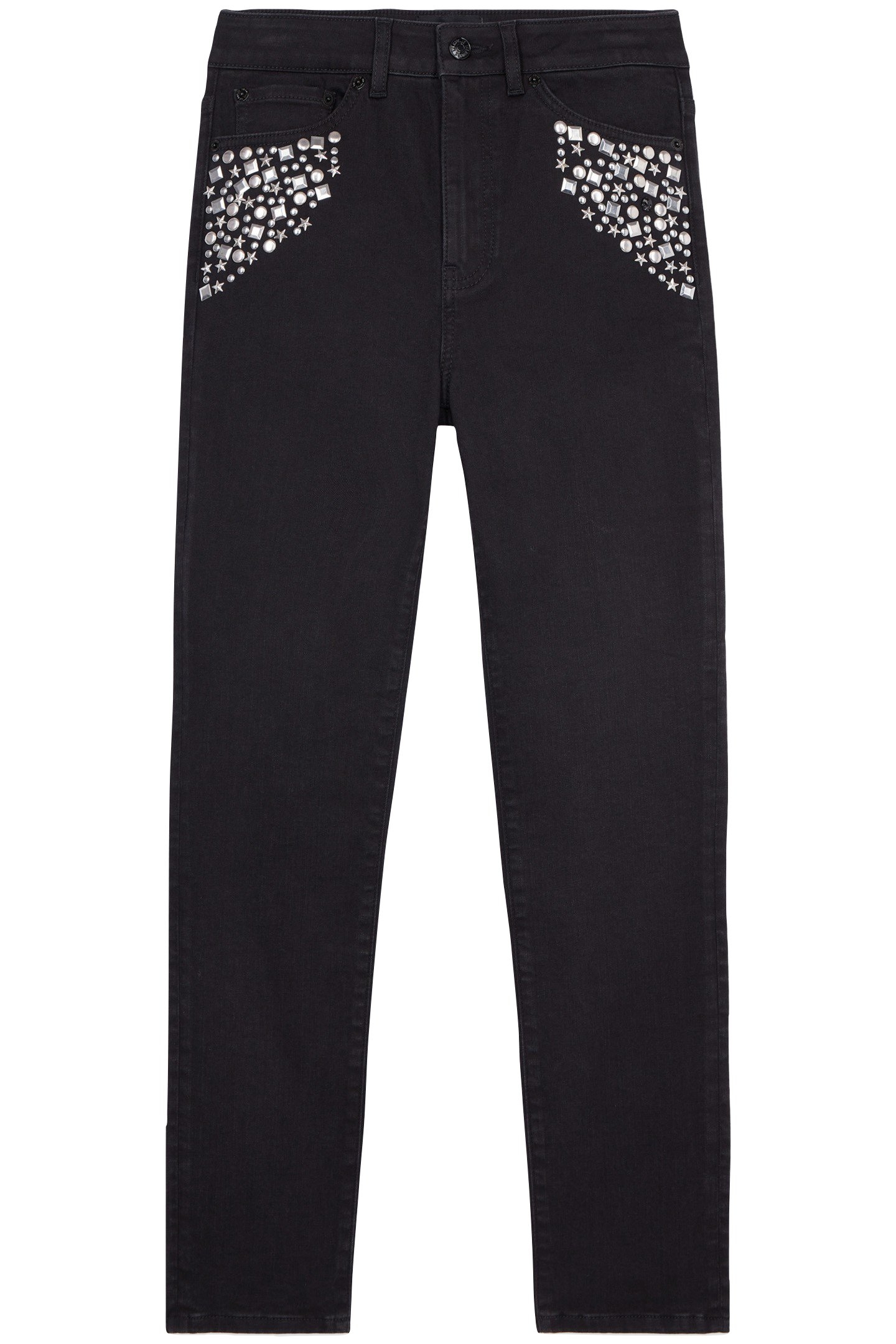 JEANS HOTFIX ON THE WAISTBAND BLACK WASHED 2