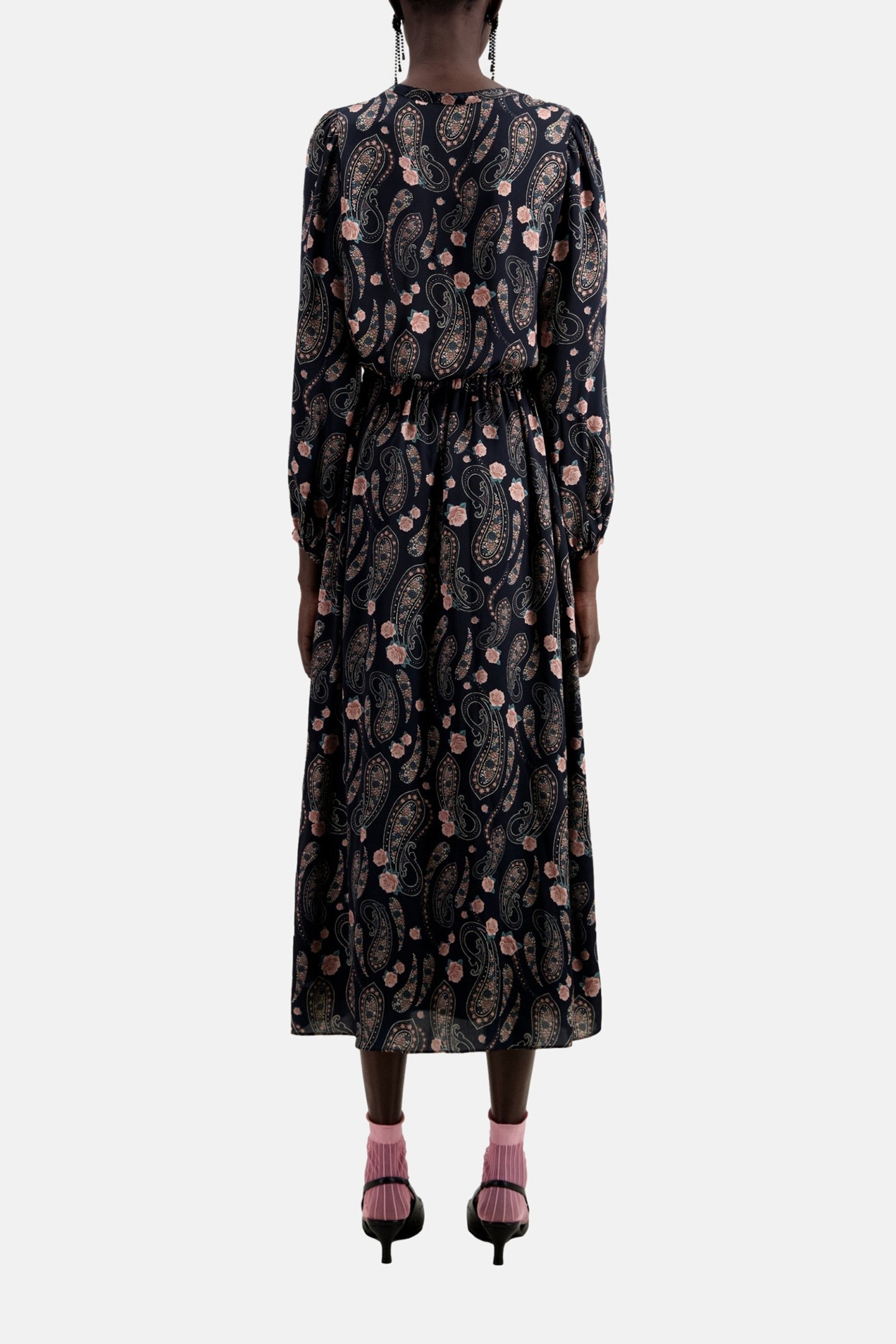 LONG DRESS WITH LONG SLEEVES BLACK/PINK 3