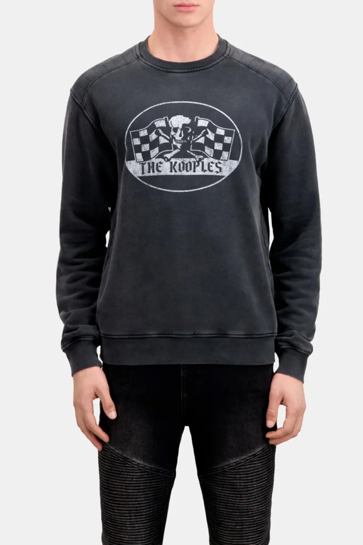 KOOPLES TWIRL PRINT HOODIE SWEATSHIRT BLACK WASHED 1