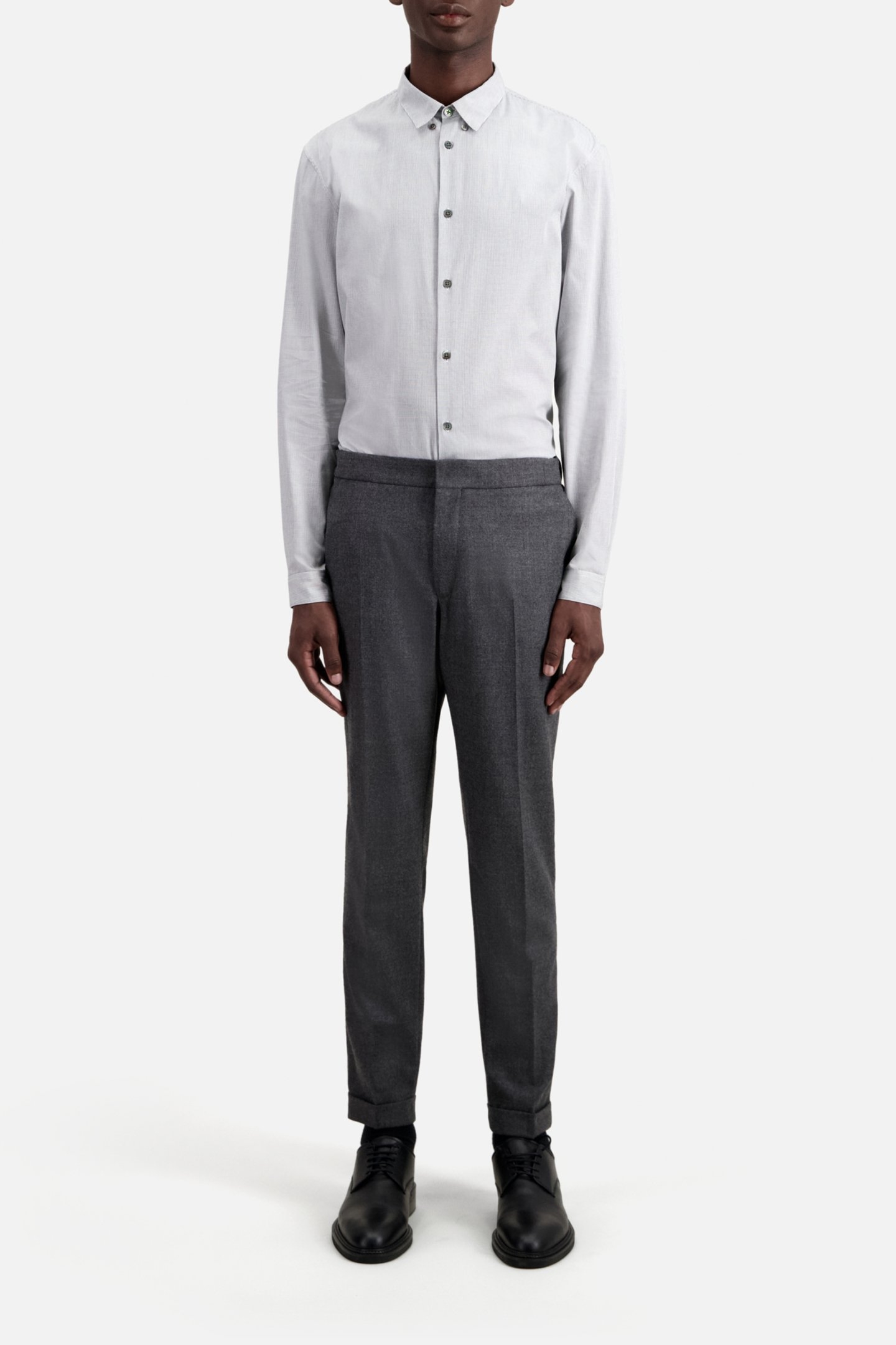 SEMI-ELASTIC FLANNEL SUIT TROUSERS GREY 2