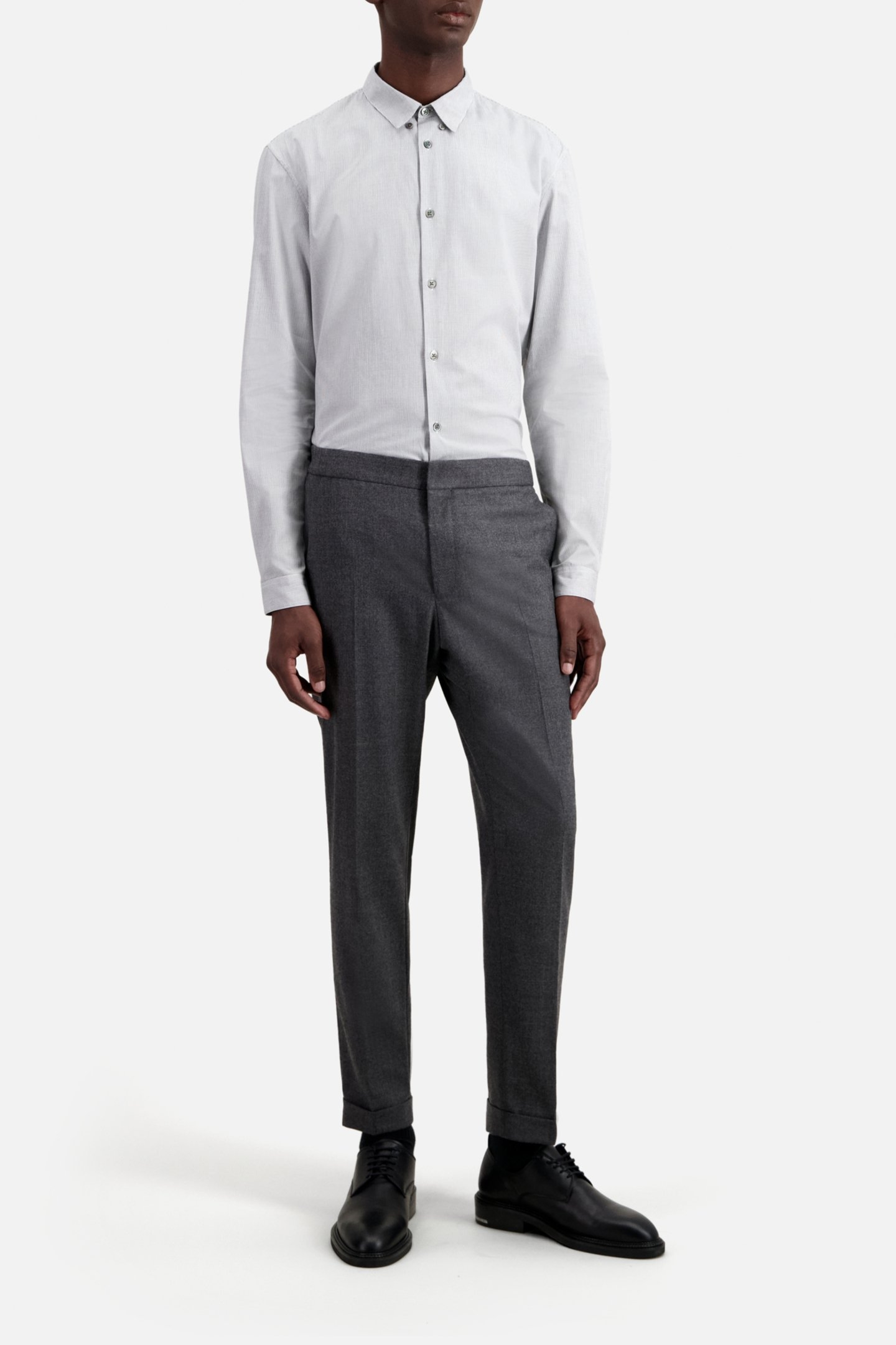 SEMI-ELASTIC FLANNEL SUIT TROUSERS GREY 5