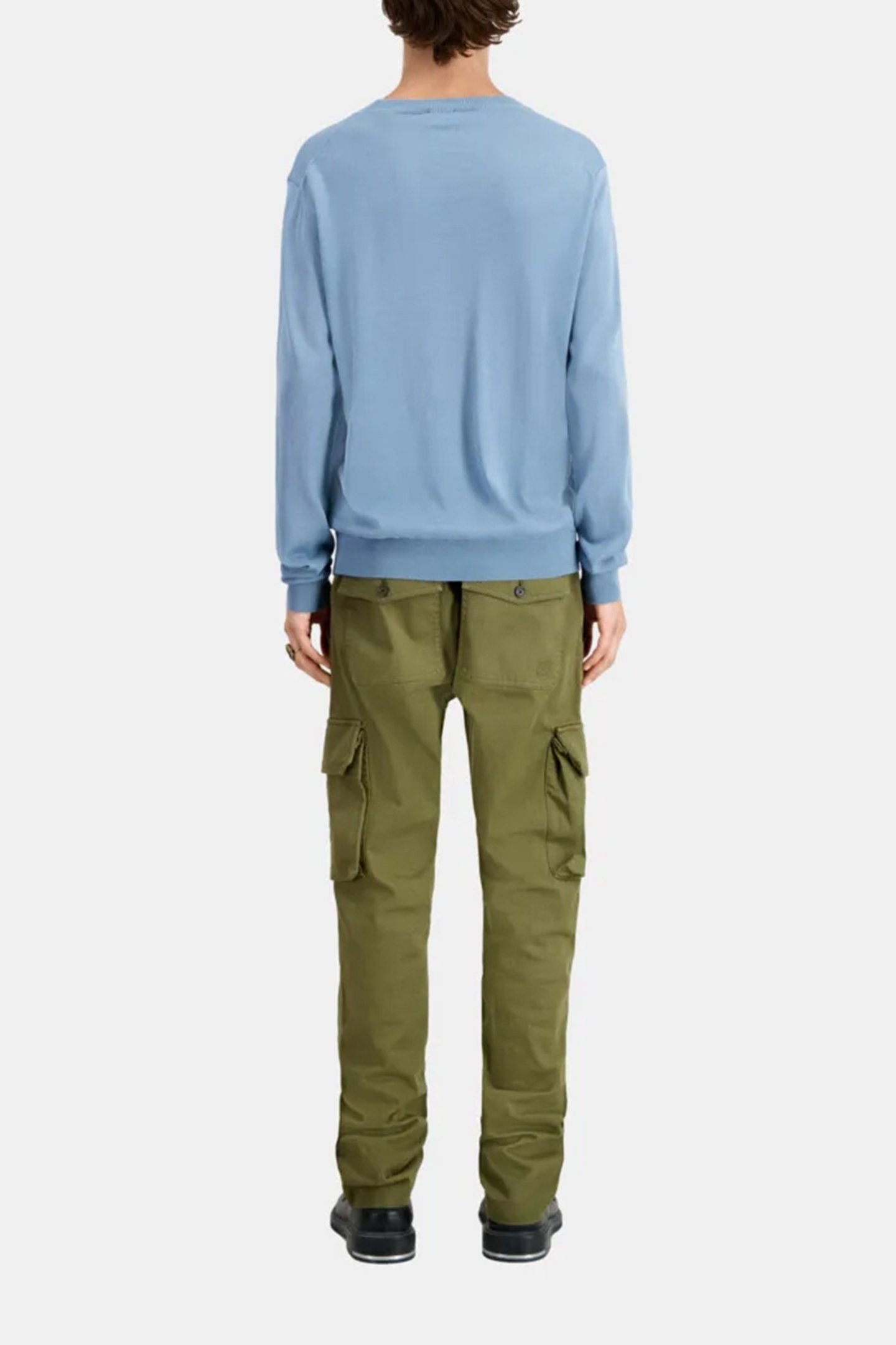 PULLOVER WITH LEATHER INLAYS BLUE GREY 2