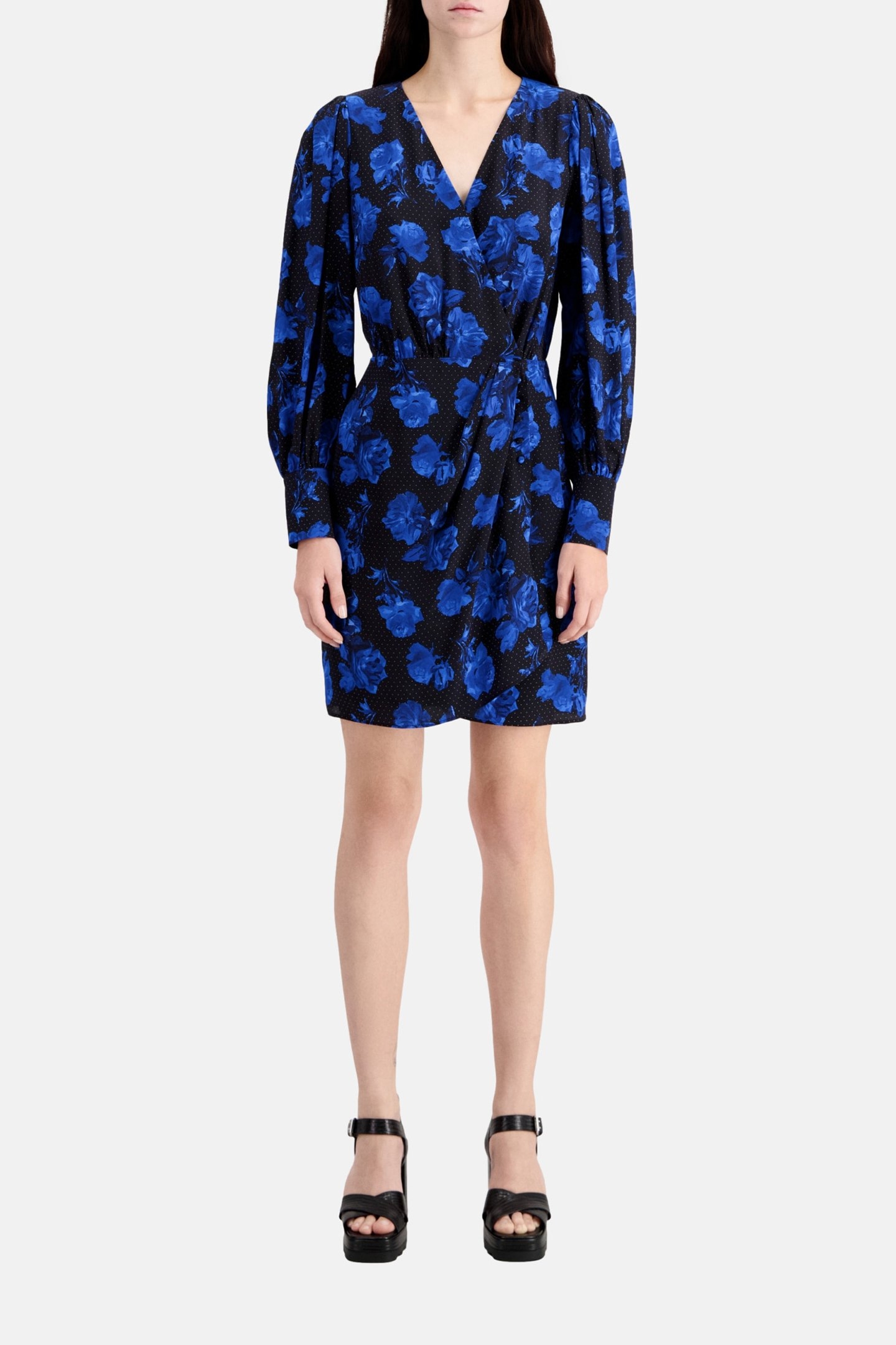 SHORT WRAP DRESS BLACK BLUE 2