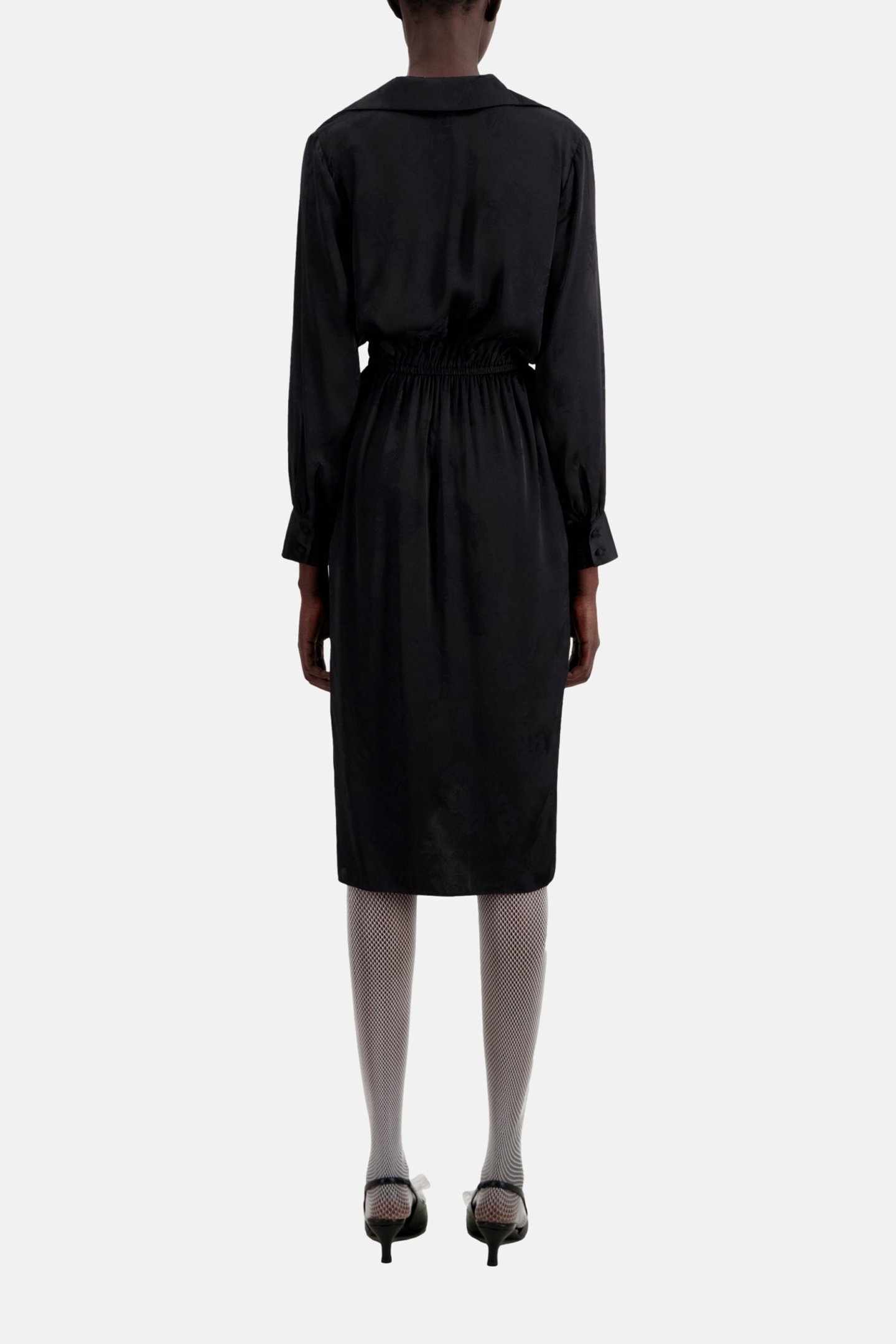 JACQUARD MIDI WRAP DRESS BLACK 3