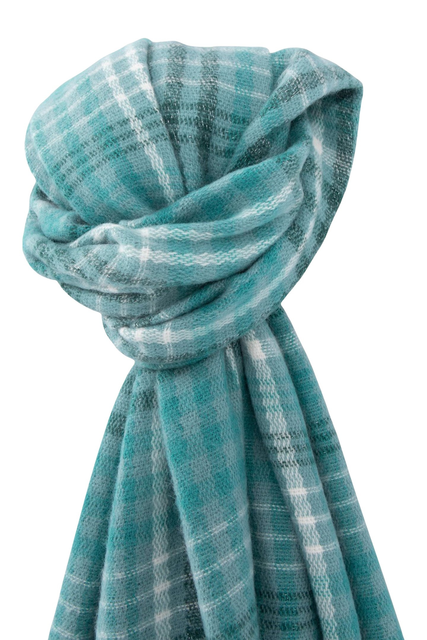 ABENE - CELADON SCARF WITH LUREX CHECK PATTERN 2