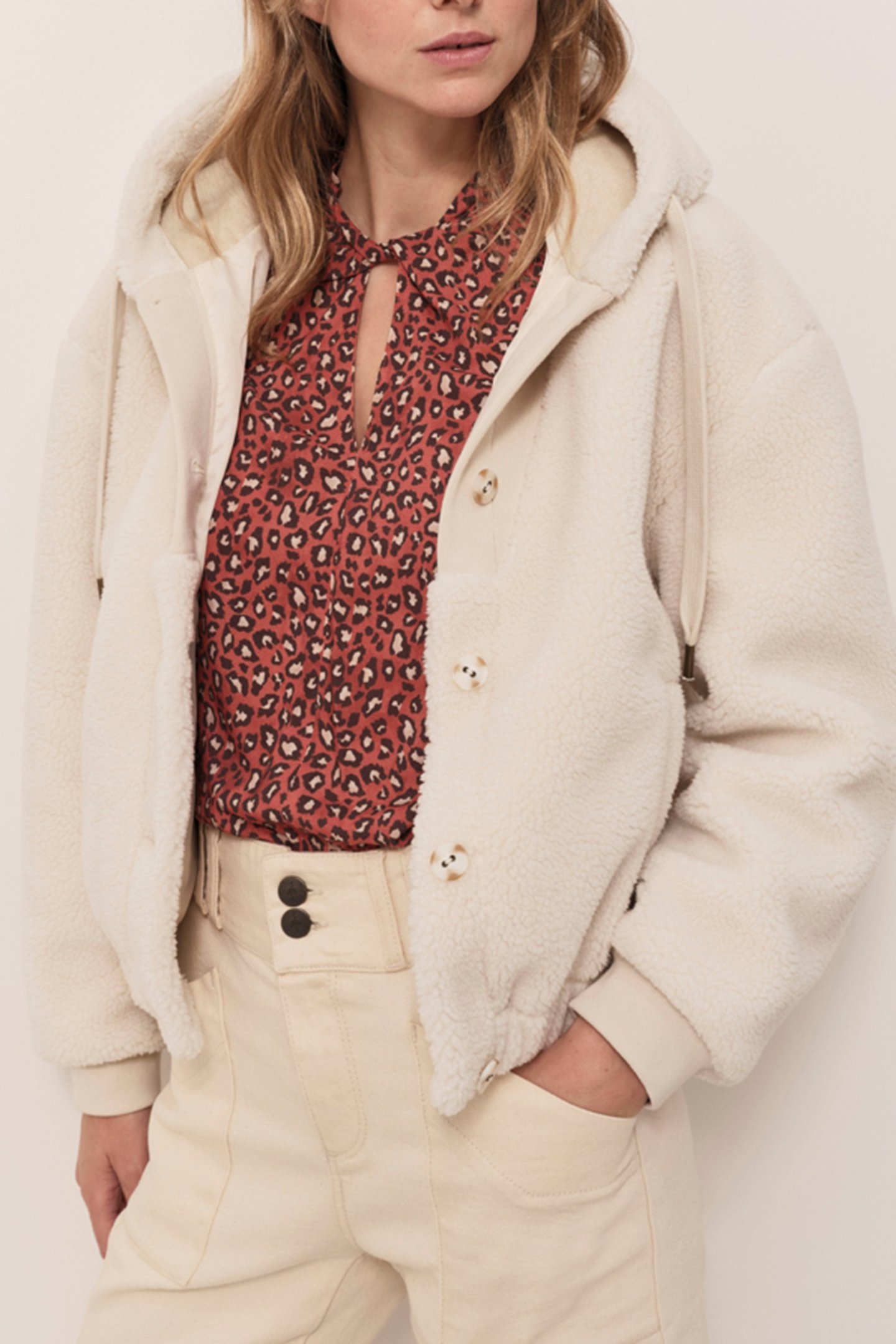 DALIA - IVORY SHERPA HOODED JACKET 3