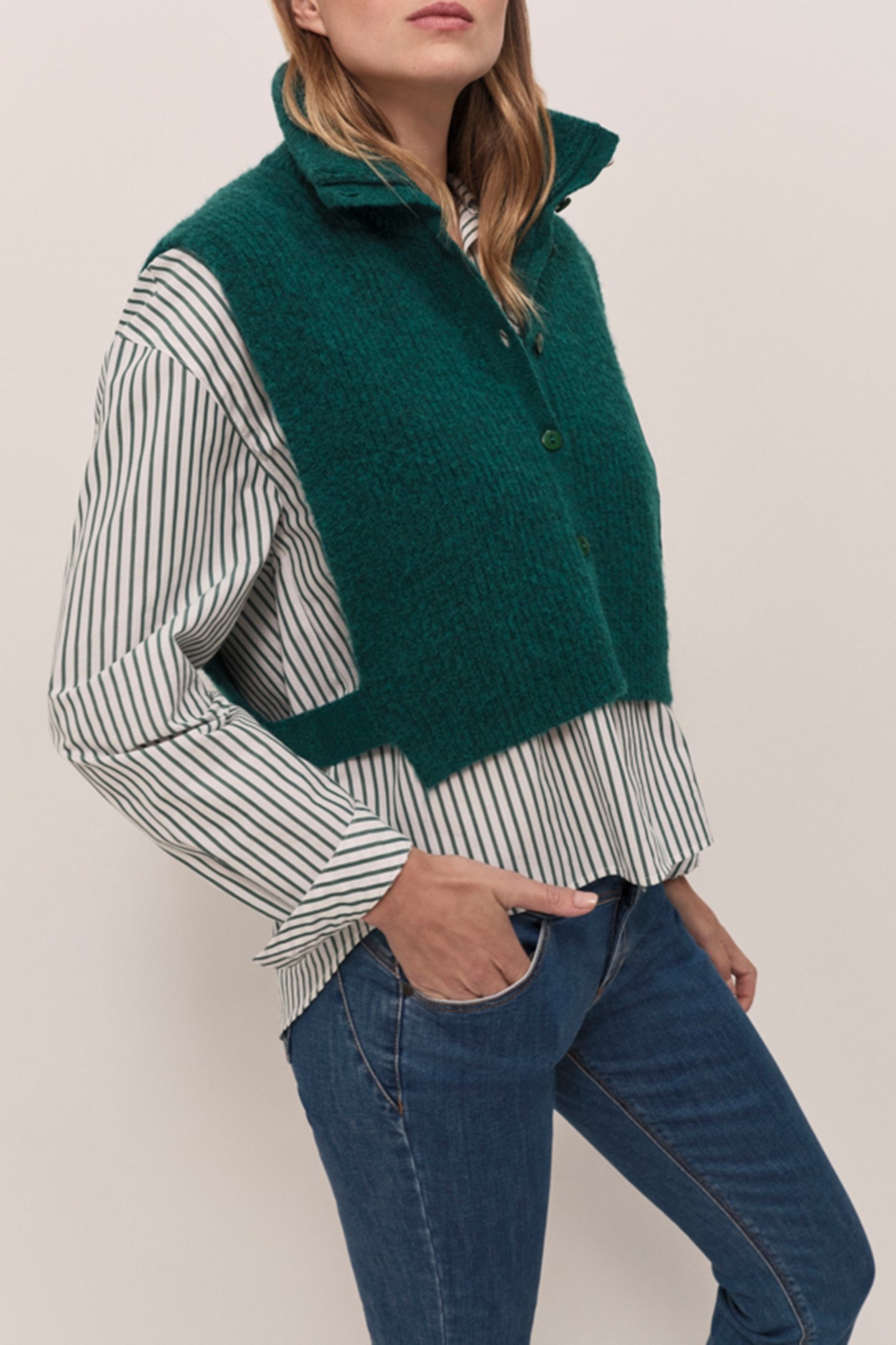 ANGIE - EVERGREEN KNIT TRUCKER COLLAR 3