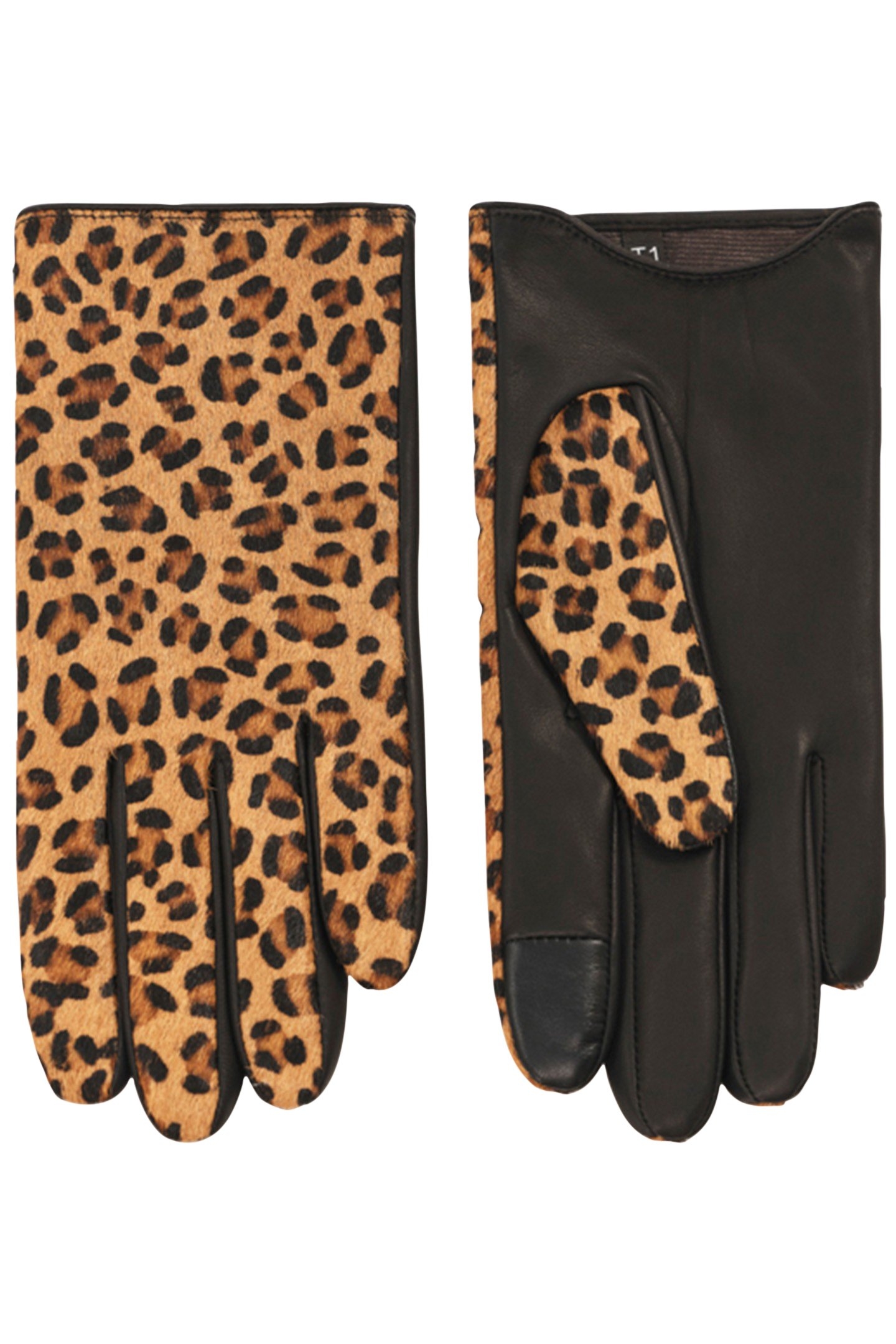 ASTRIO - TOFFEE LEATHER GLOVES WITH FOAL EFFECT AND LEOPARD 2