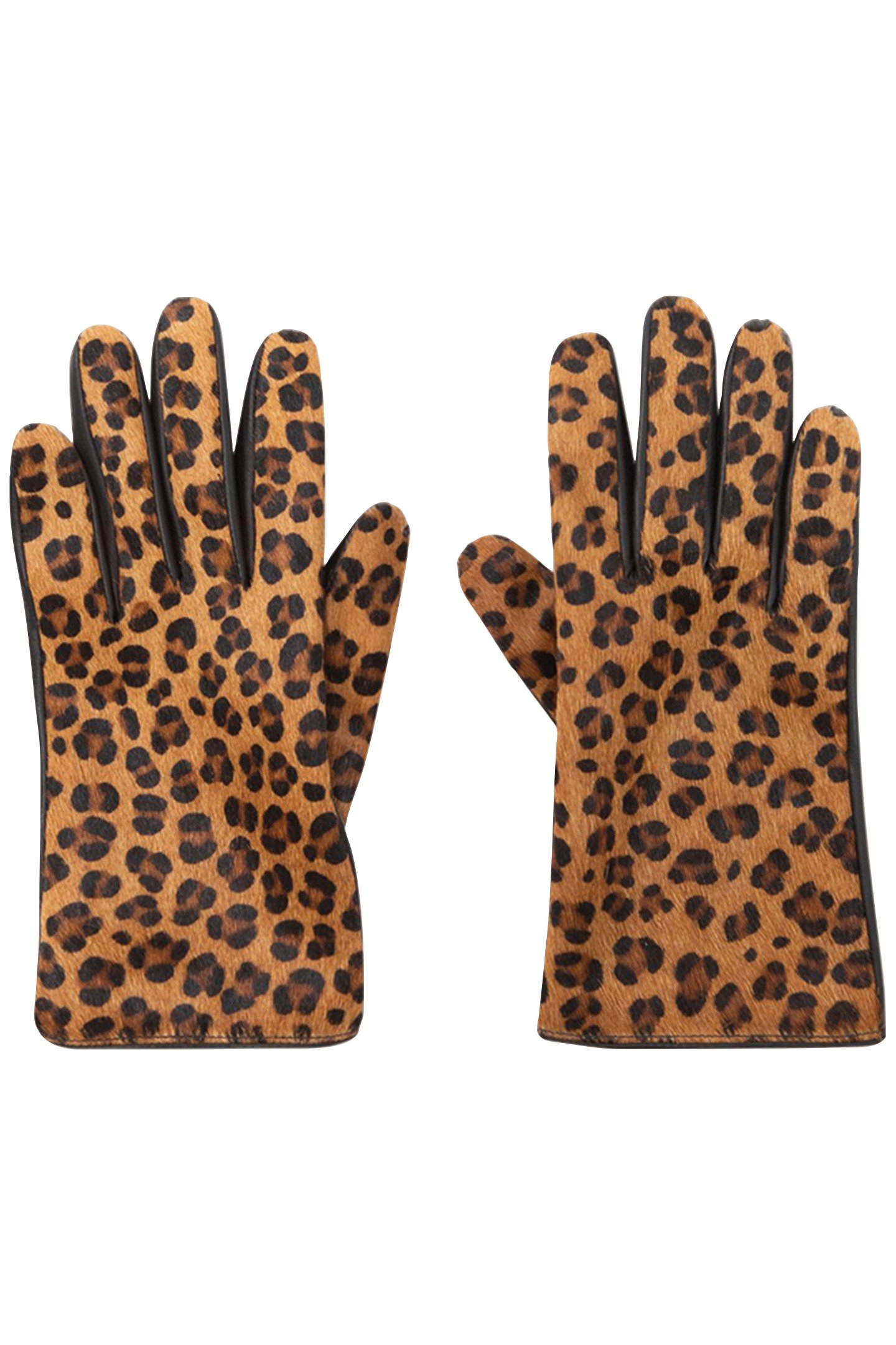 ASTRIO - TOFFEE LEATHER GLOVES WITH FOAL EFFECT AND LEOPARD 1