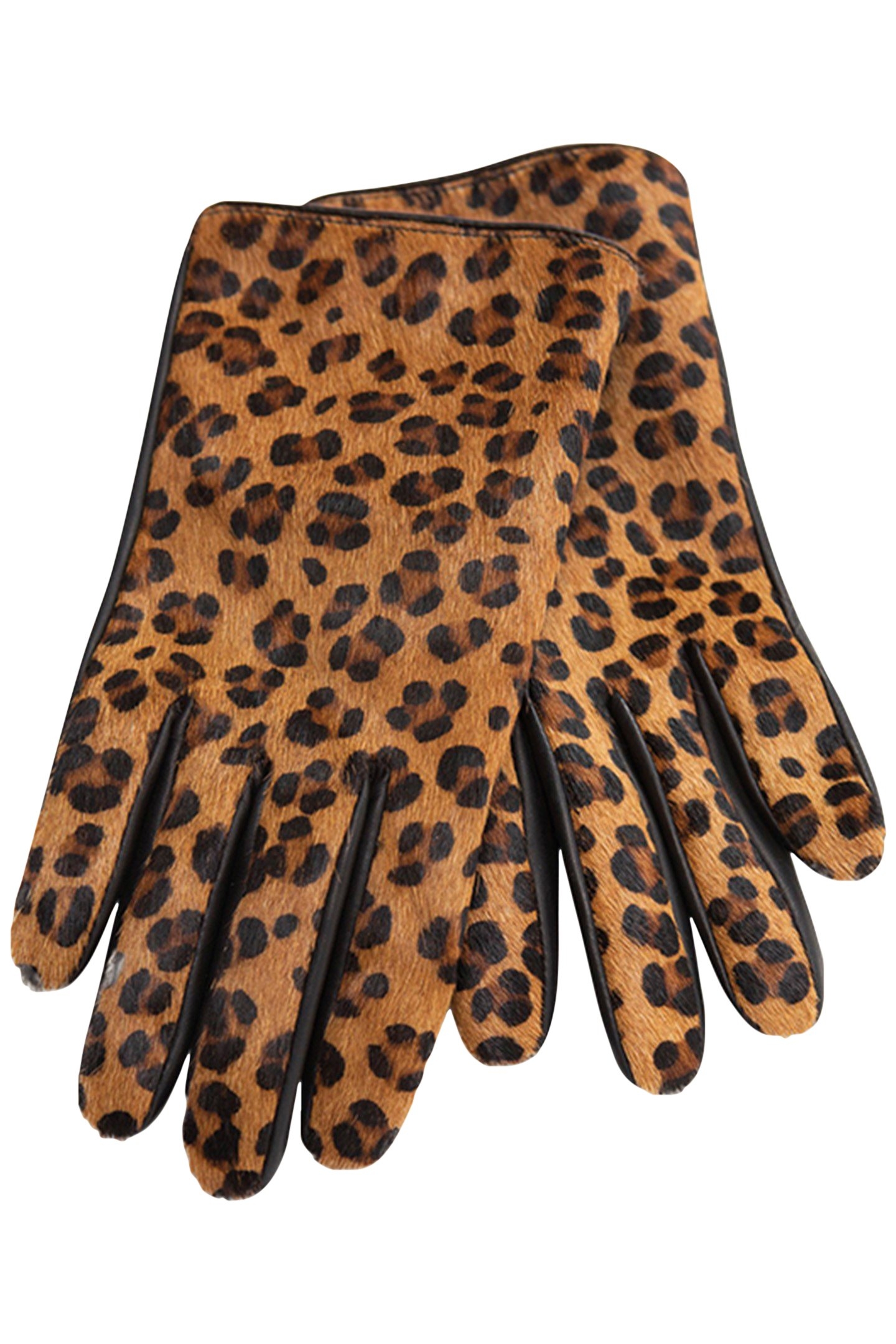 ASTRIO - TOFFEE LEATHER GLOVES WITH FOAL EFFECT AND LEOPARD 4
