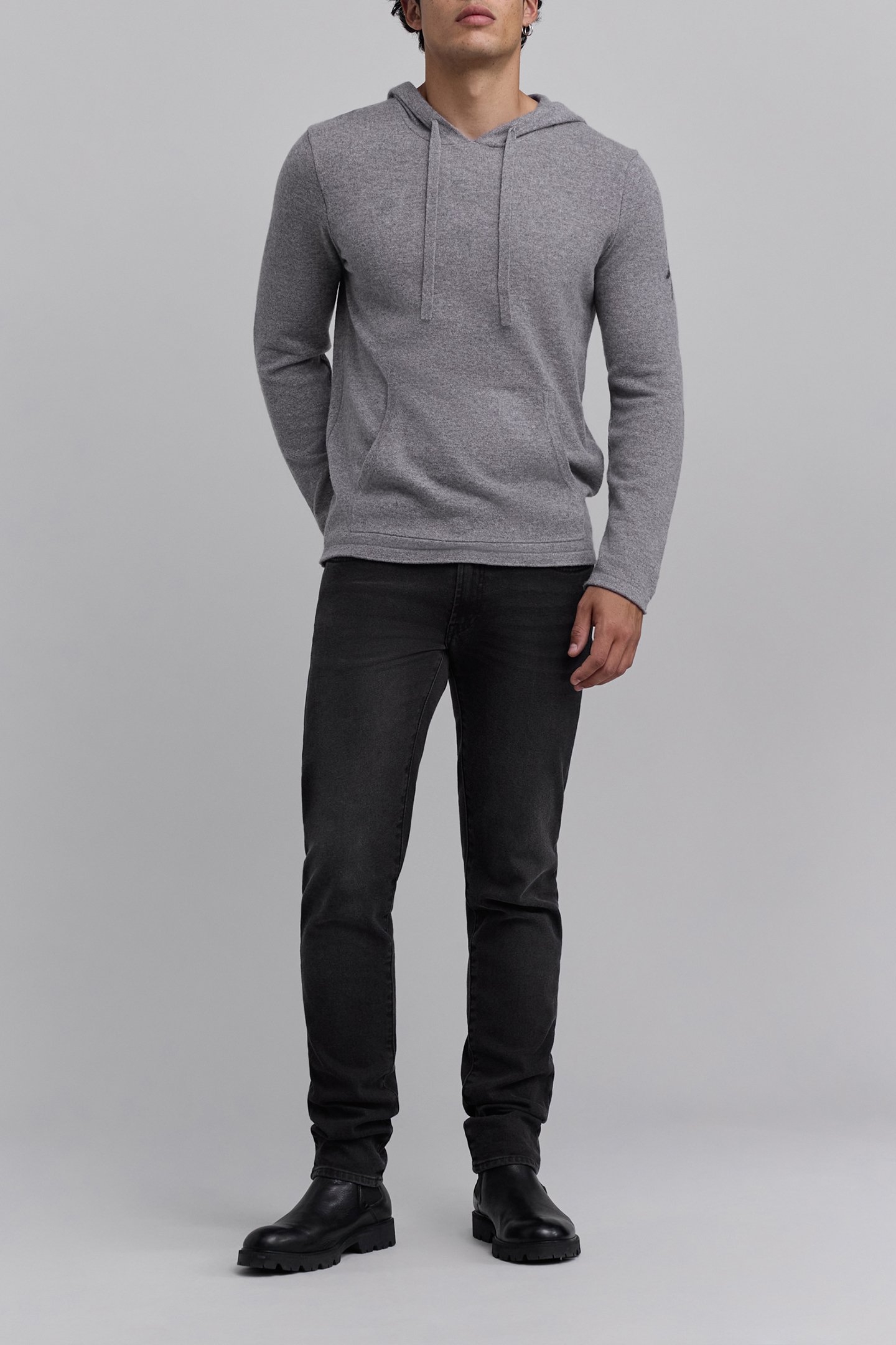 GREY PURE CASHMERE HOODIE 3