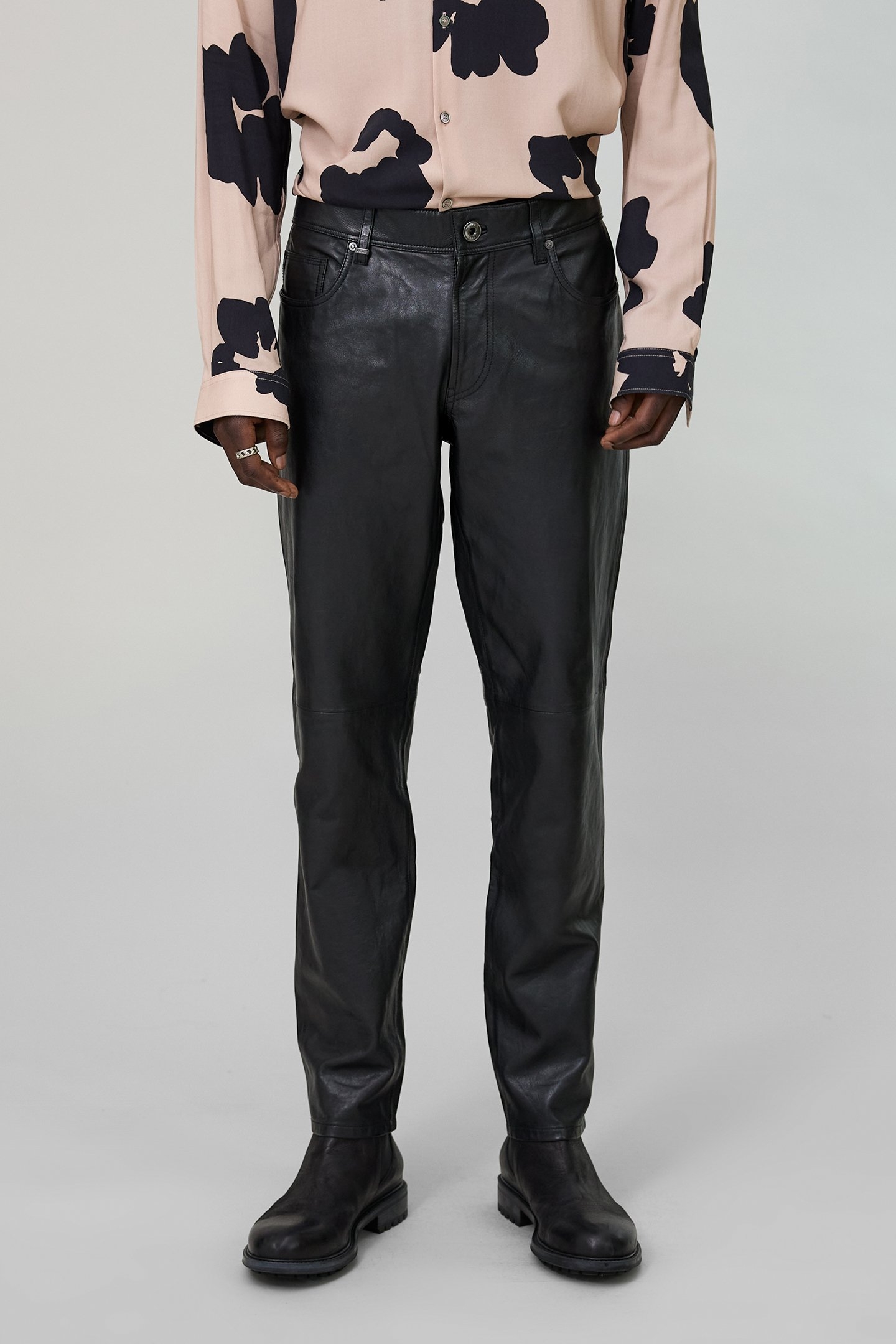 BLACK LEATHER PURE EDITION SLIM TROUSERS 1