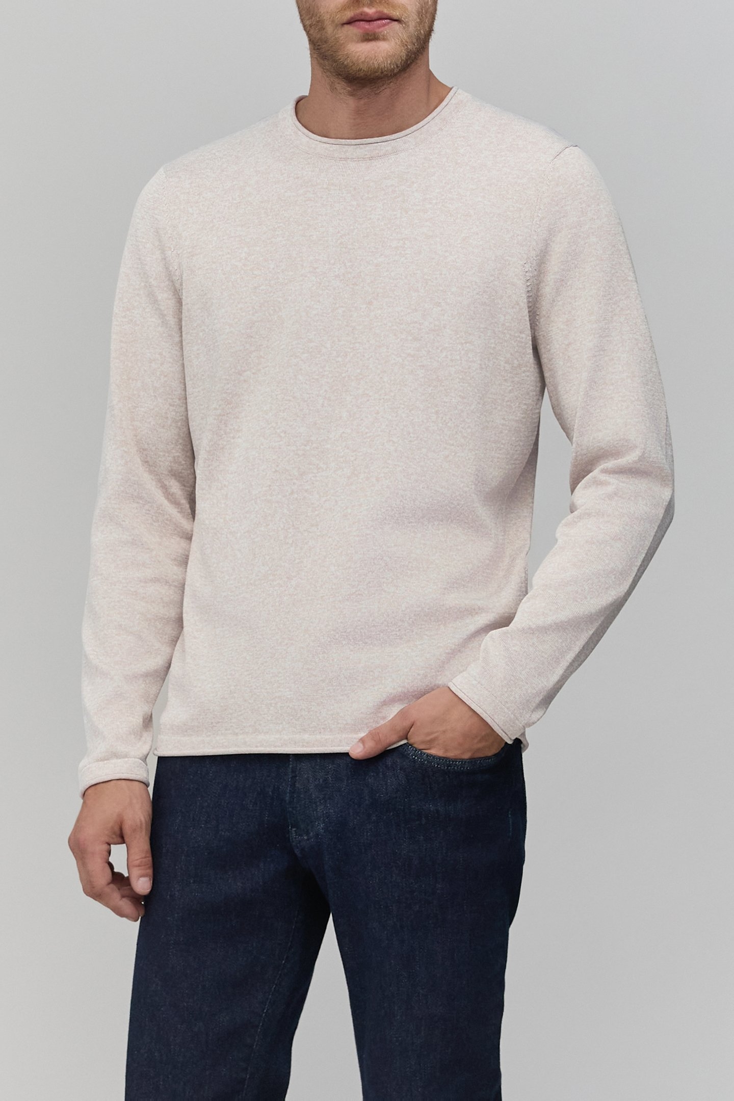 LIGHT BEIGE FINE-KNIT SWEATER 1