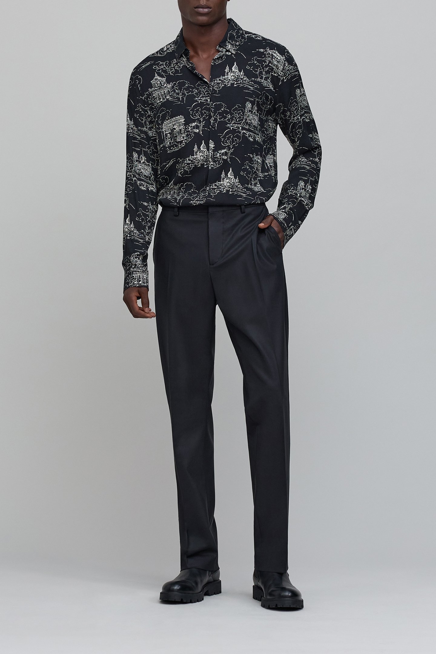 PURE EDITION-BLACK TOILE DE JOUY SLIM SHIRT 3