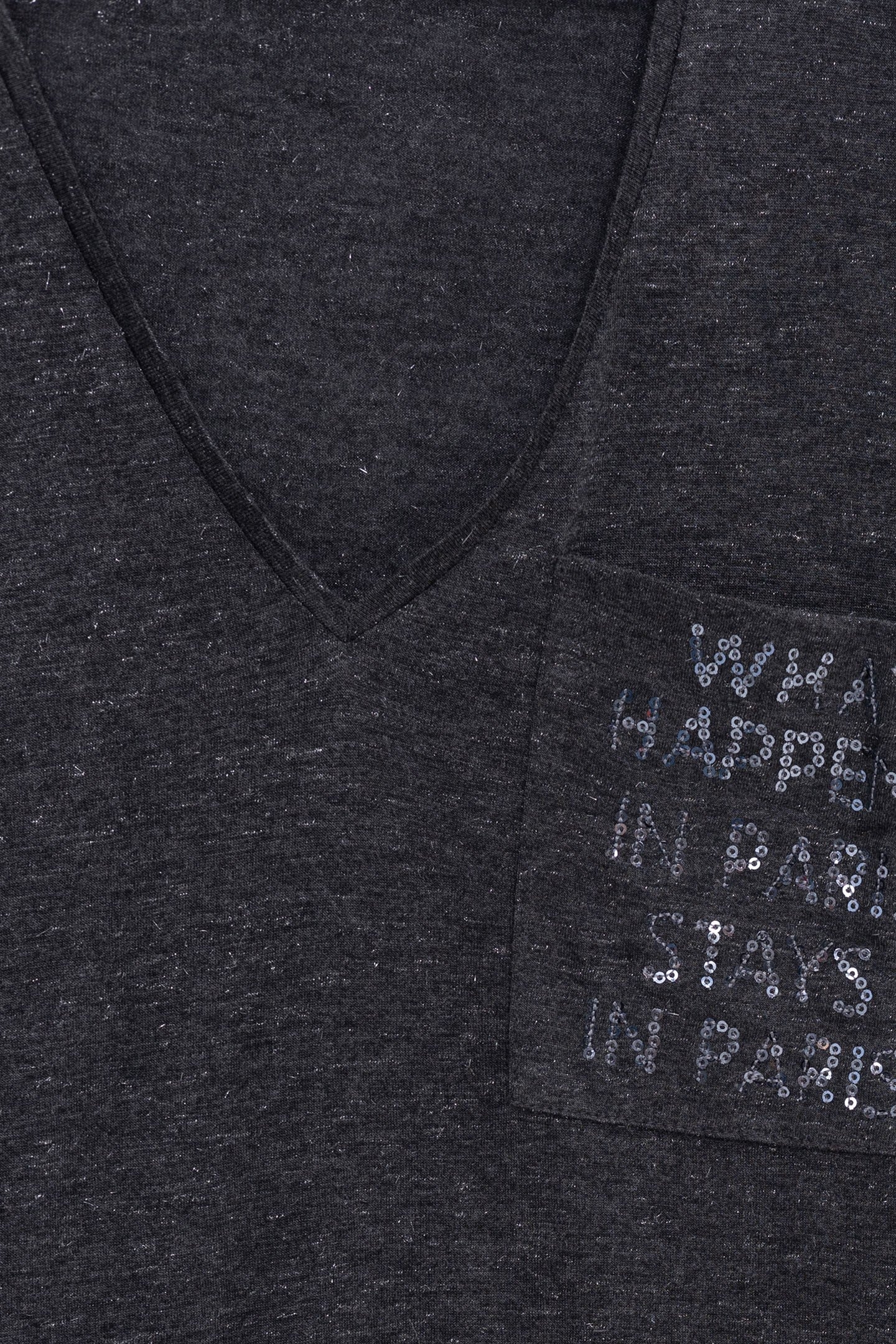 GRAY LUREX POCKET TEE WITH SEQUINS MESSAGE 4