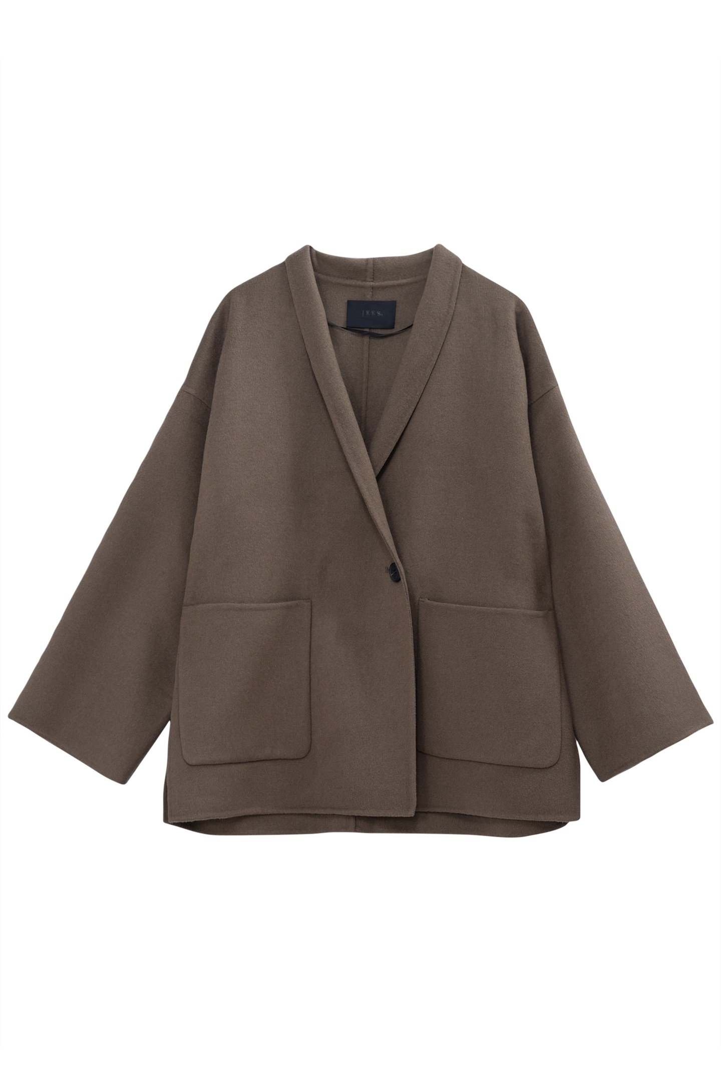 DOUBLE-FACED KHAKI COAT WITH FRINGED SCARF 2