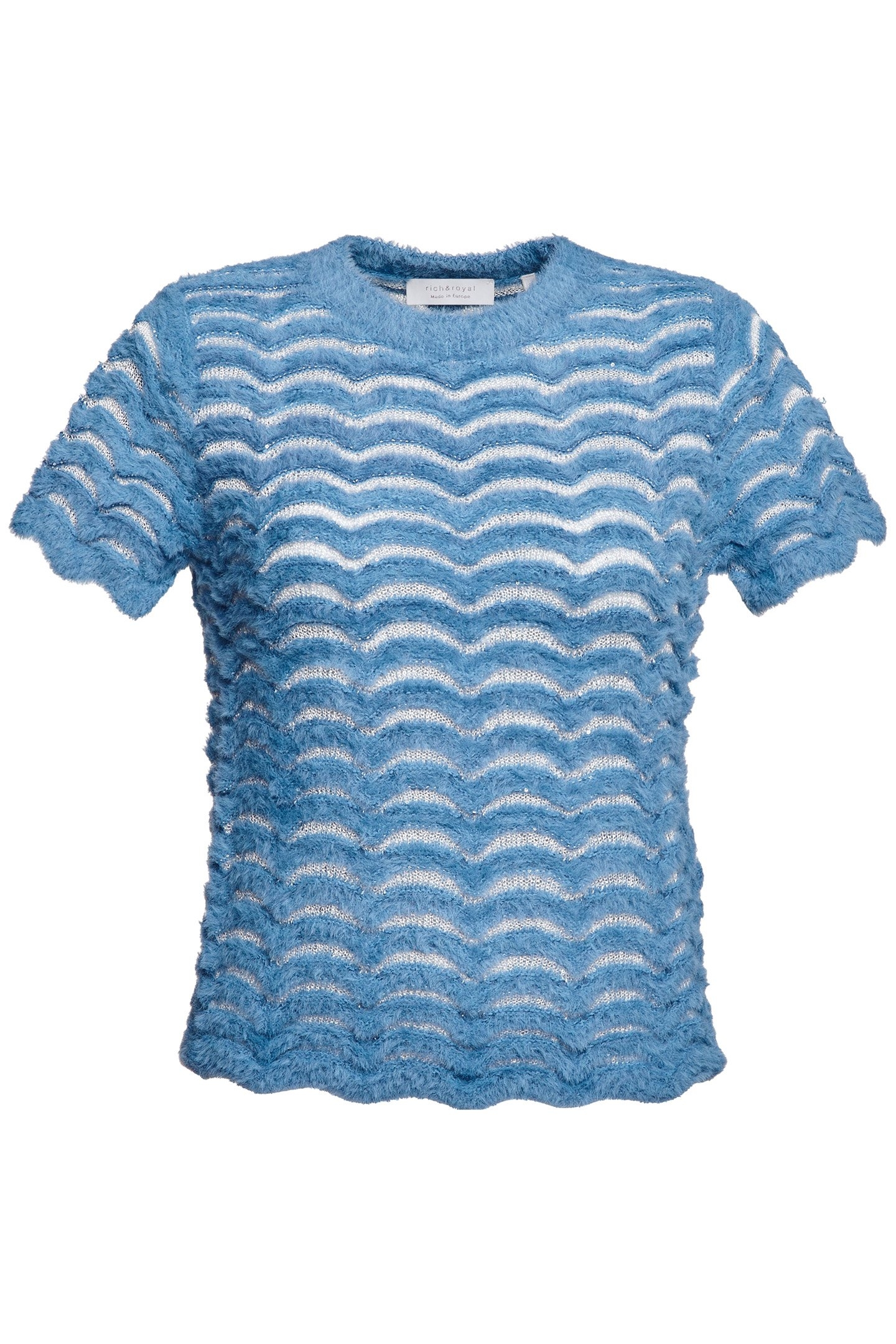SHORT SLEEVED CREW NECK WITH ZIG ZAG YARN CRUISE BLUE 4