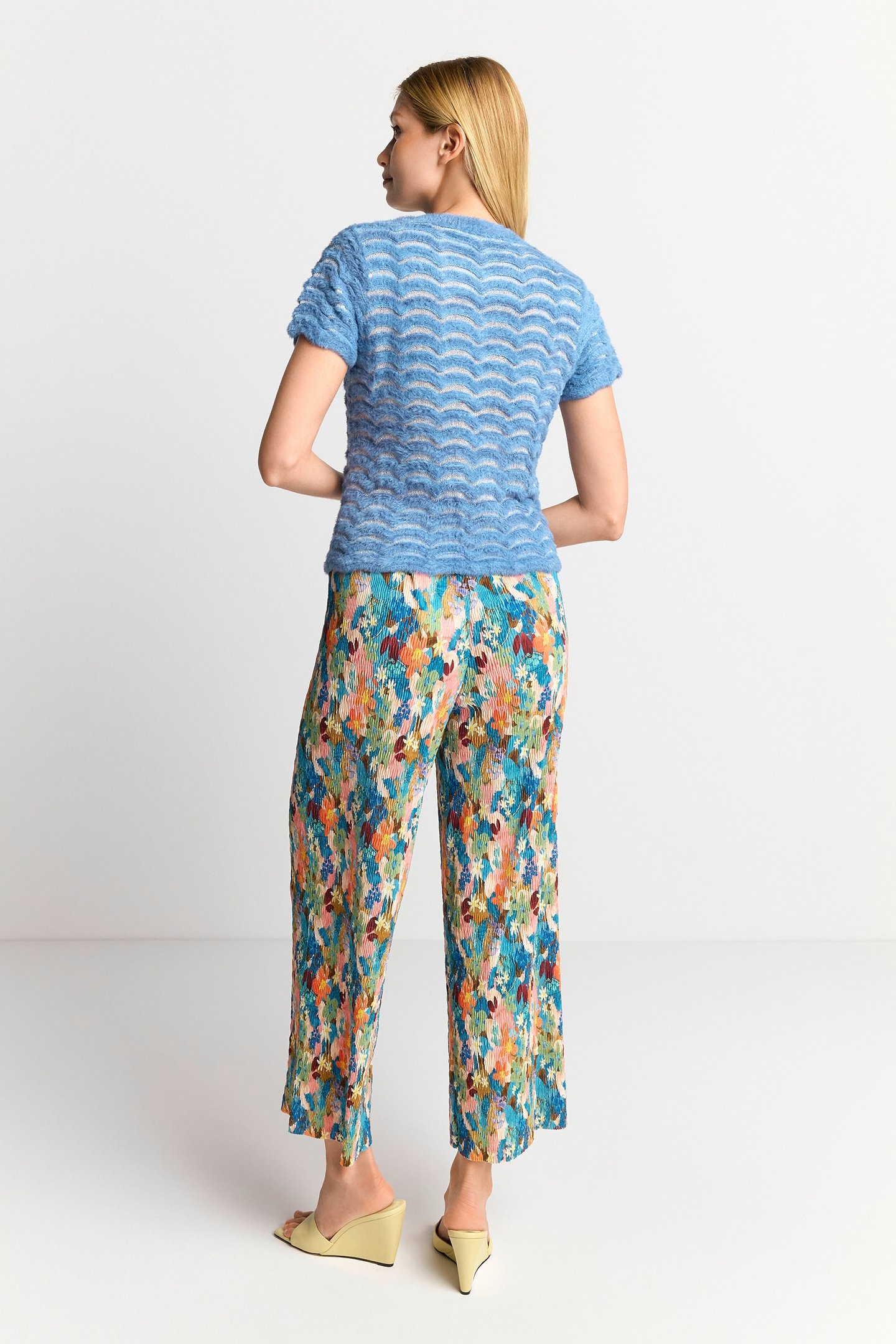 SHORT SLEEVED CREW NECK WITH ZIG ZAG YARN CRUISE BLUE 3