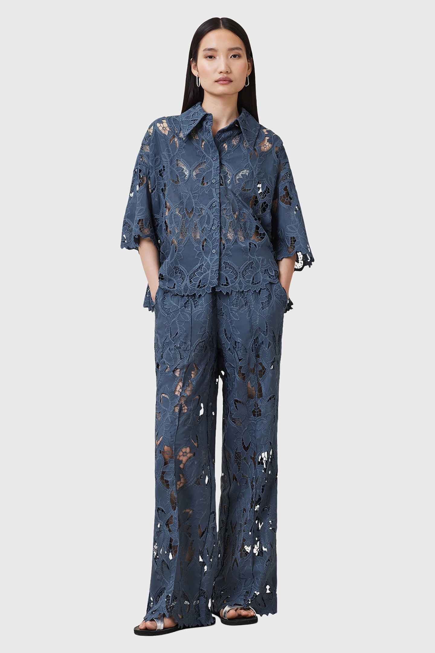 CHARLI EMB TROUSER DUSTY BLUE 3