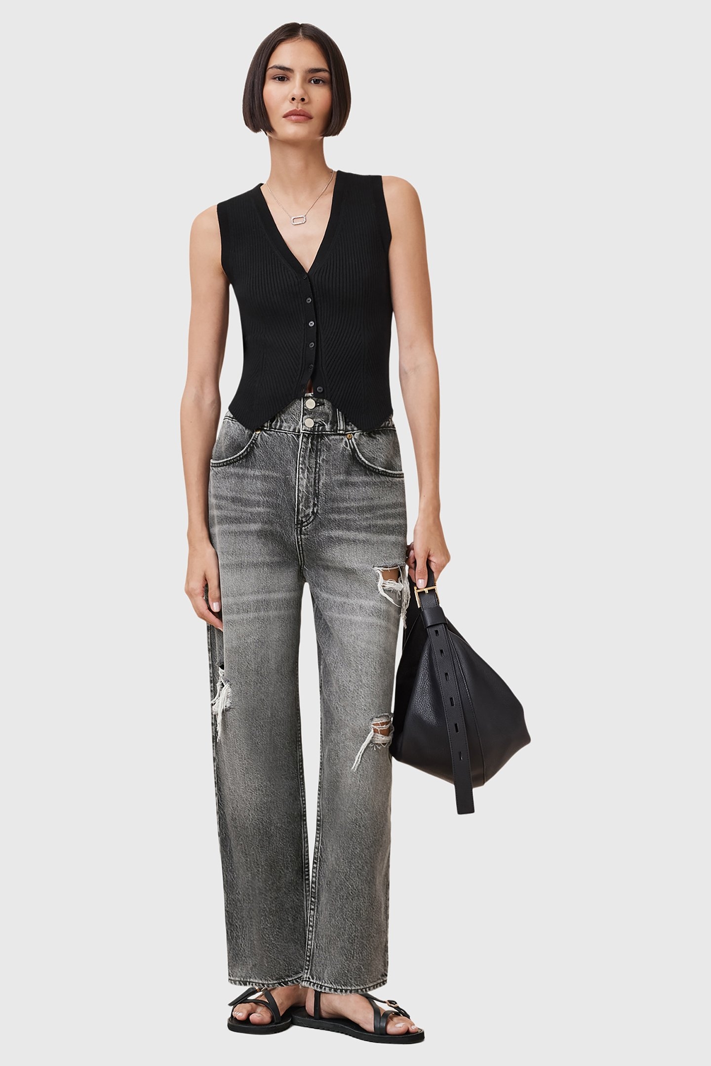 DAISY TAPERED JEAN WASHED GREY 6