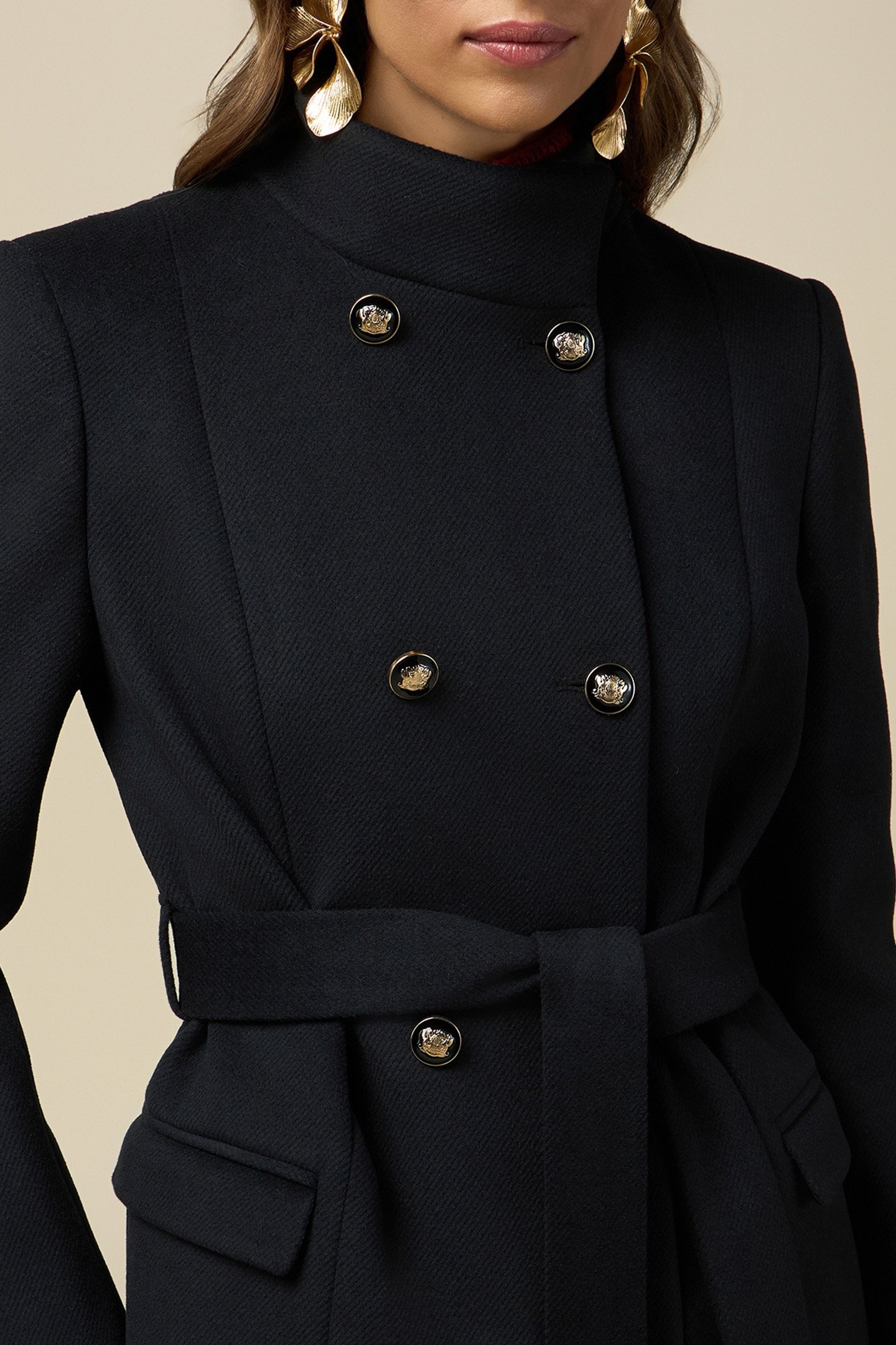 DOUBLE-BREASTED COAT WITH BELT BLACK 5