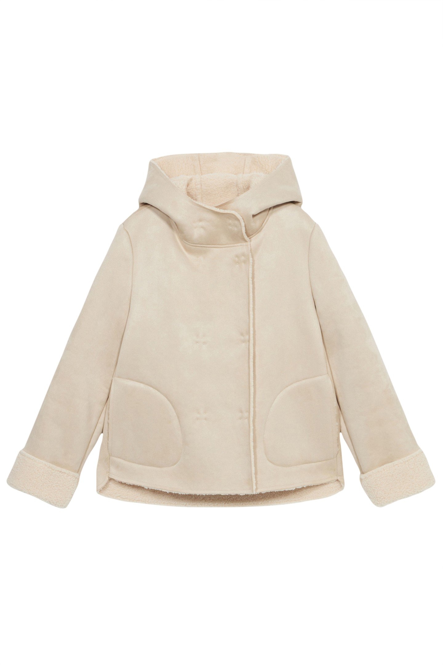 HOODED FAUX SHEEPSKIN JACKET WHITE 3