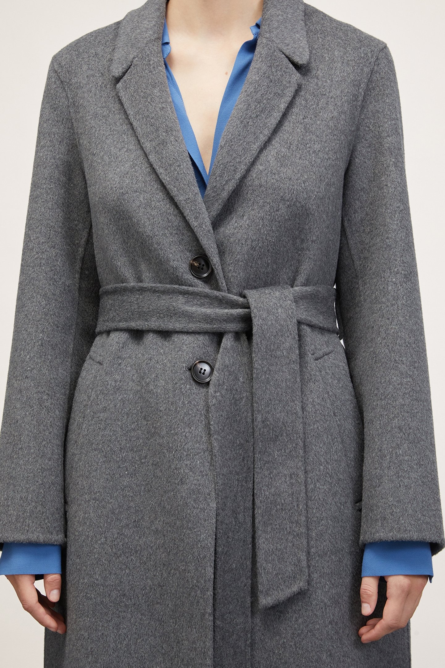 SINGLE-BREASTED DOUBLE CLOTH MIDI COAT GREY 5
