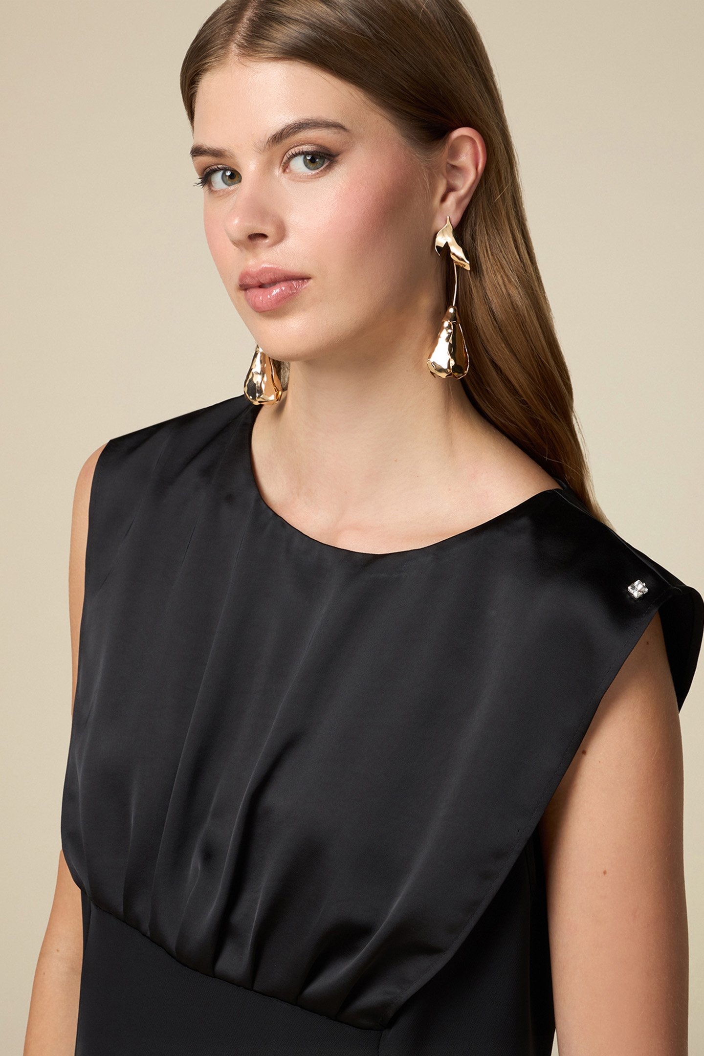 DUAL FABRIC MIDI DRESS BLACK 5