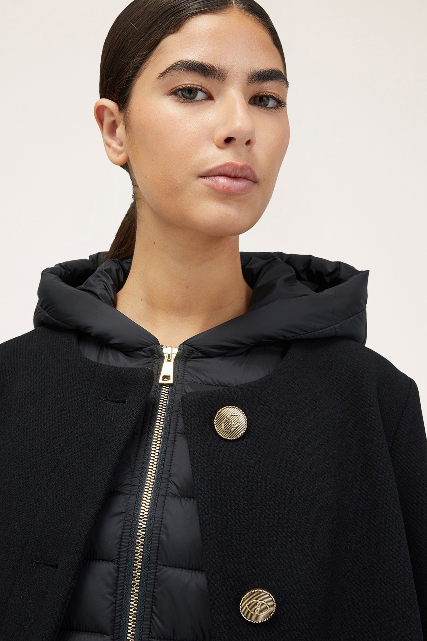 DUAL-FABRIC DOWN JACKET WITH HOOD BLACK 5