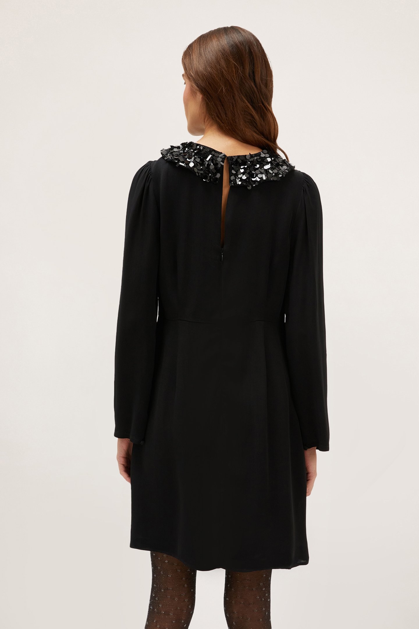 SHORT DRESS WITH EMBROIDERED COLLAR BLACK 2