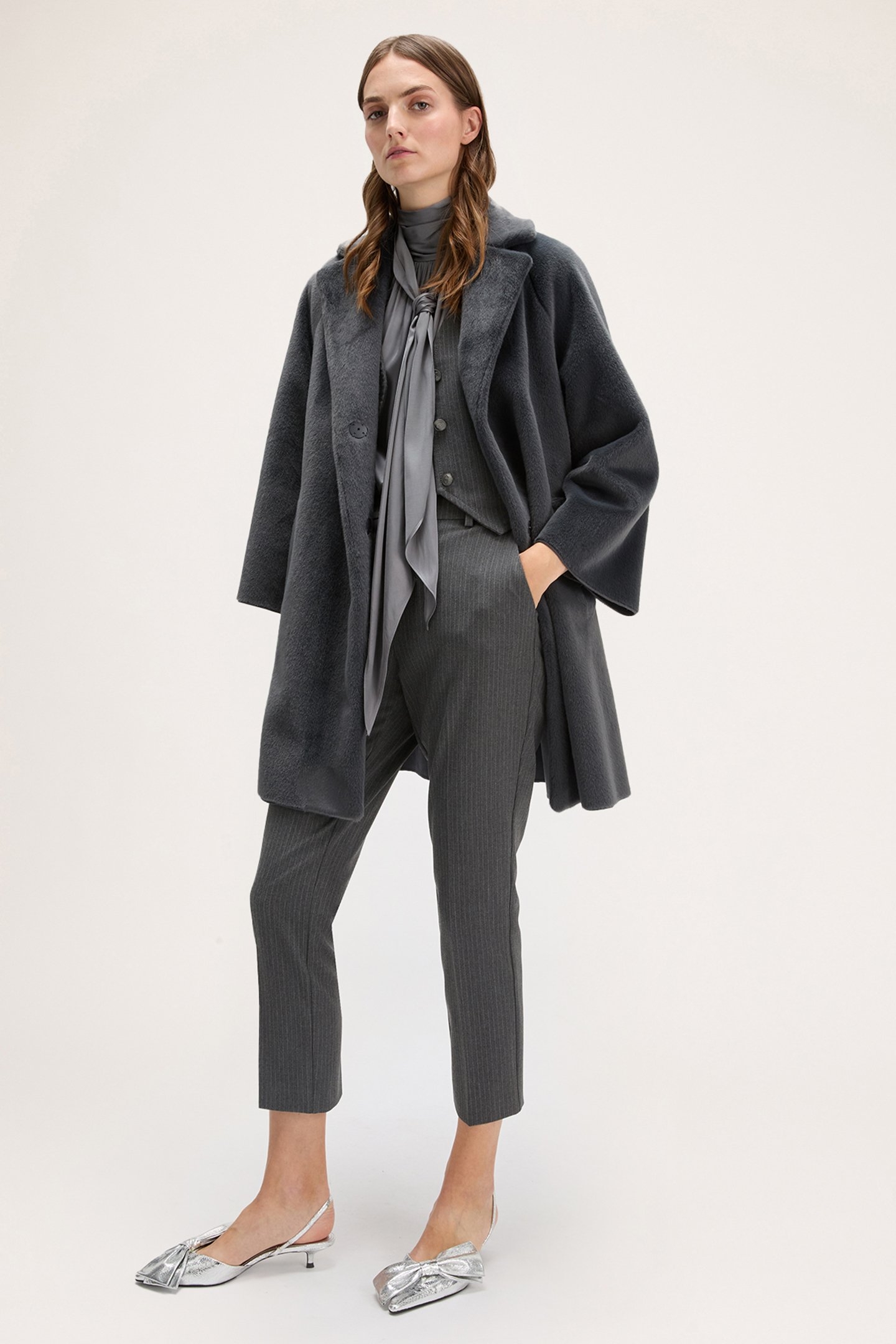 SINGLE-BREASTED TEDDY COAT GREY 4