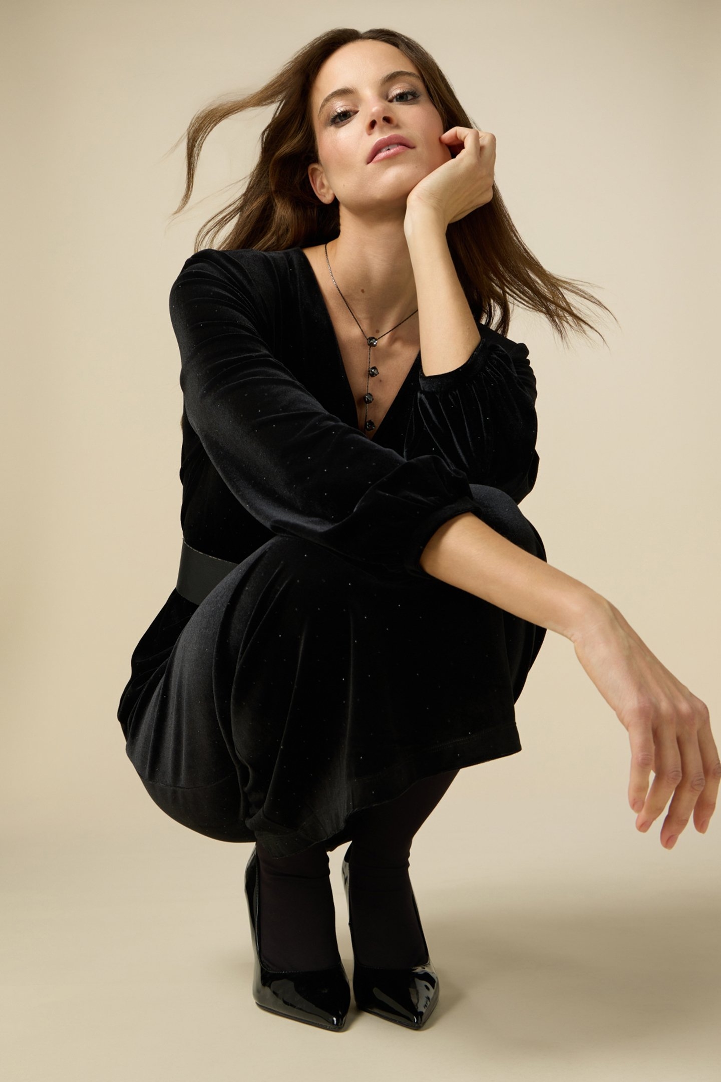 VELVET DRESS WITH CRYSTALS BLACK 4