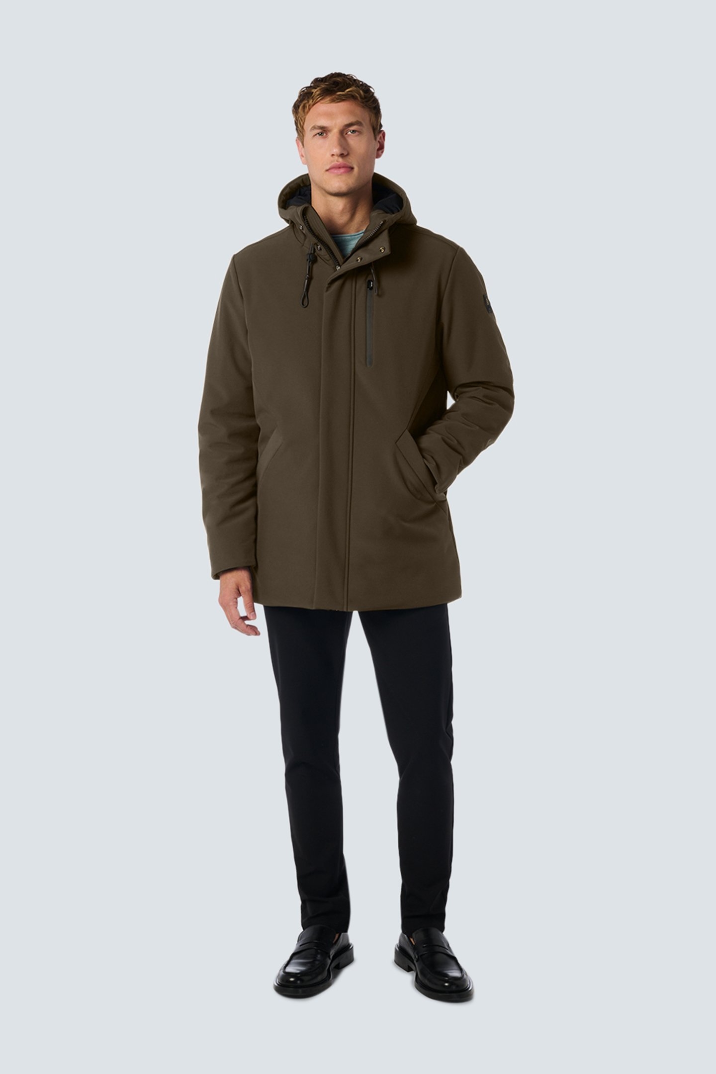 JACKET MEDIUM LONG FIT HOODED SOFTSHELL STRETCH COFFEE 3