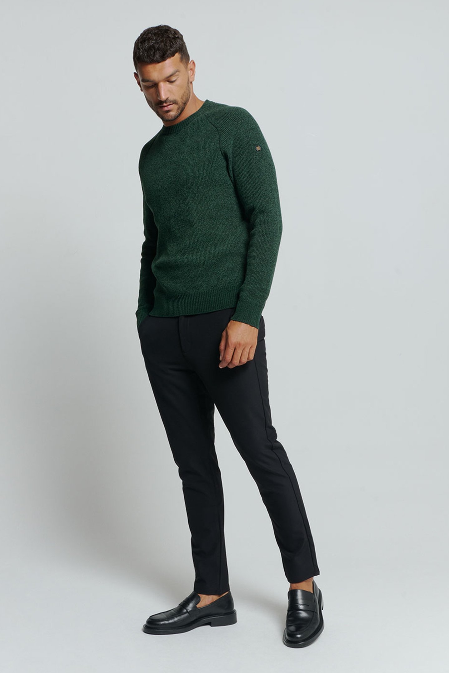 PULLOVER CREWNECK 2 COLOURED CHENILLE DARK GREEN 3