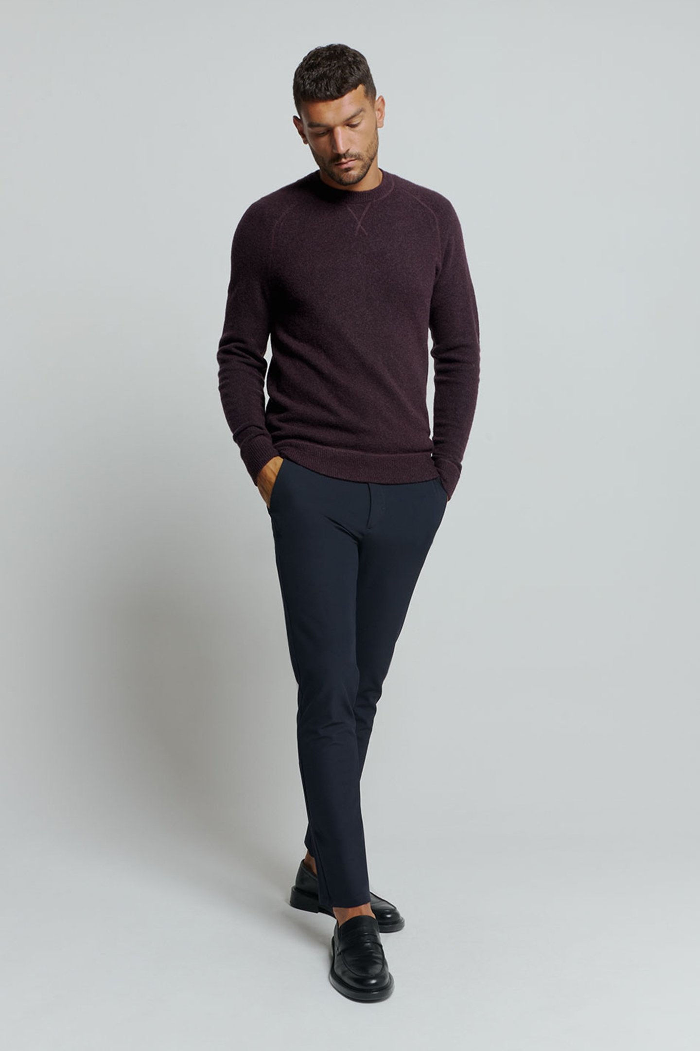 PULLOVER CREWNECK MELANGE WITH WOOL AUBERGINE 3