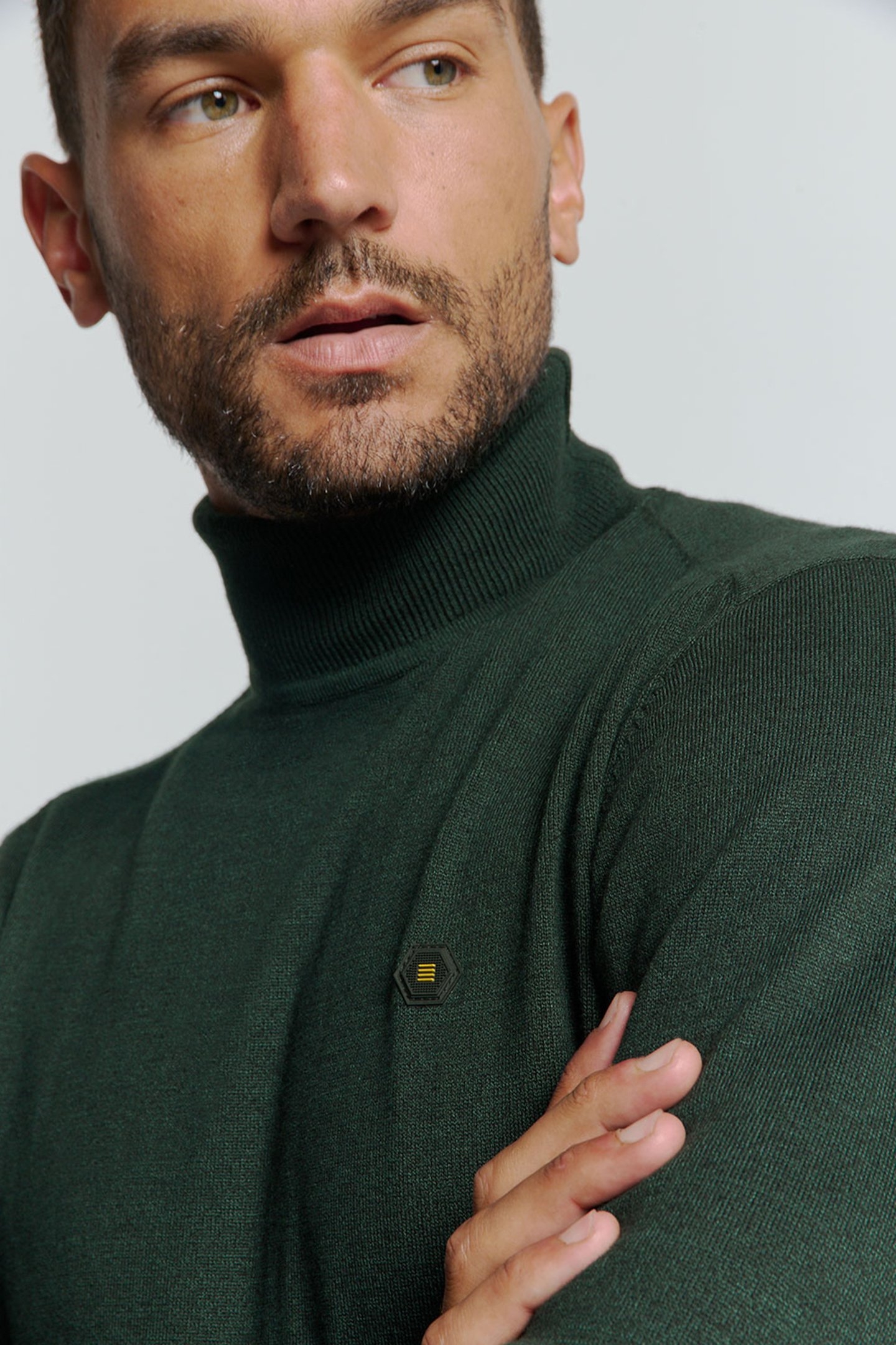 PULLOVER ROLLNECK 2 COLOURED MELANGE DARK GREEN 6