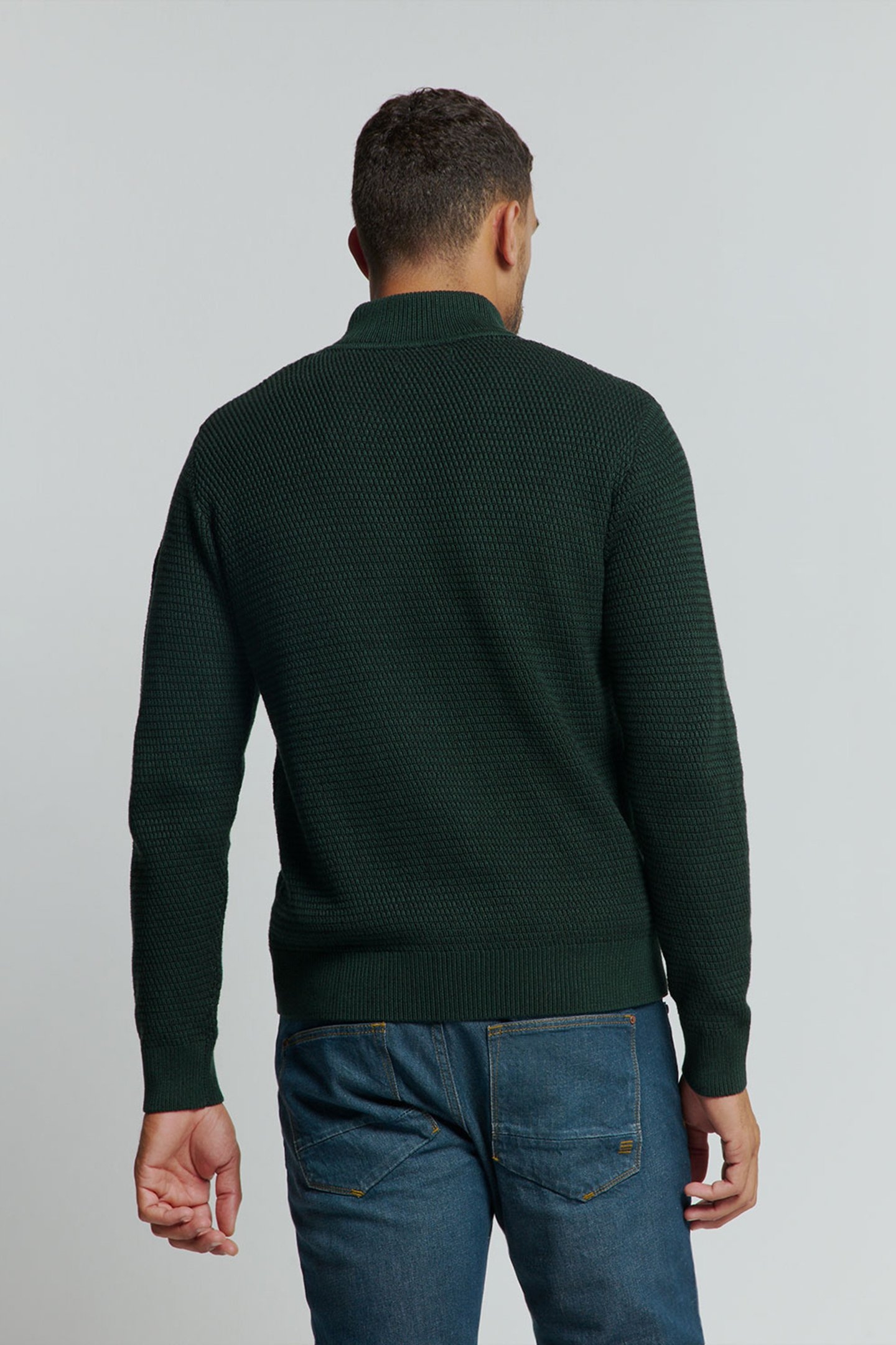 PULLOVER HALF ZIPPER 2 COLOURED MELANGE DARK GREEN 2