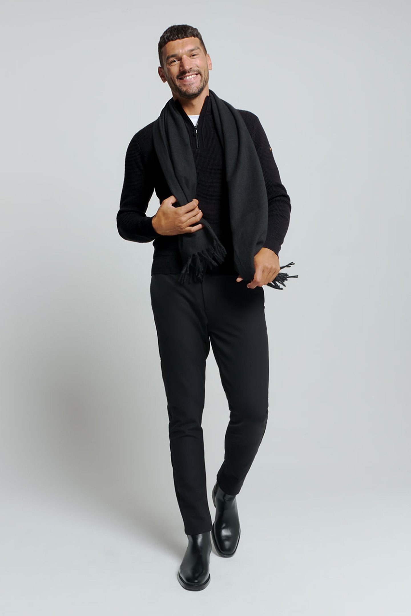 PULLOVER HALF ZIPPER SOLID JACQUARD BLACK 5