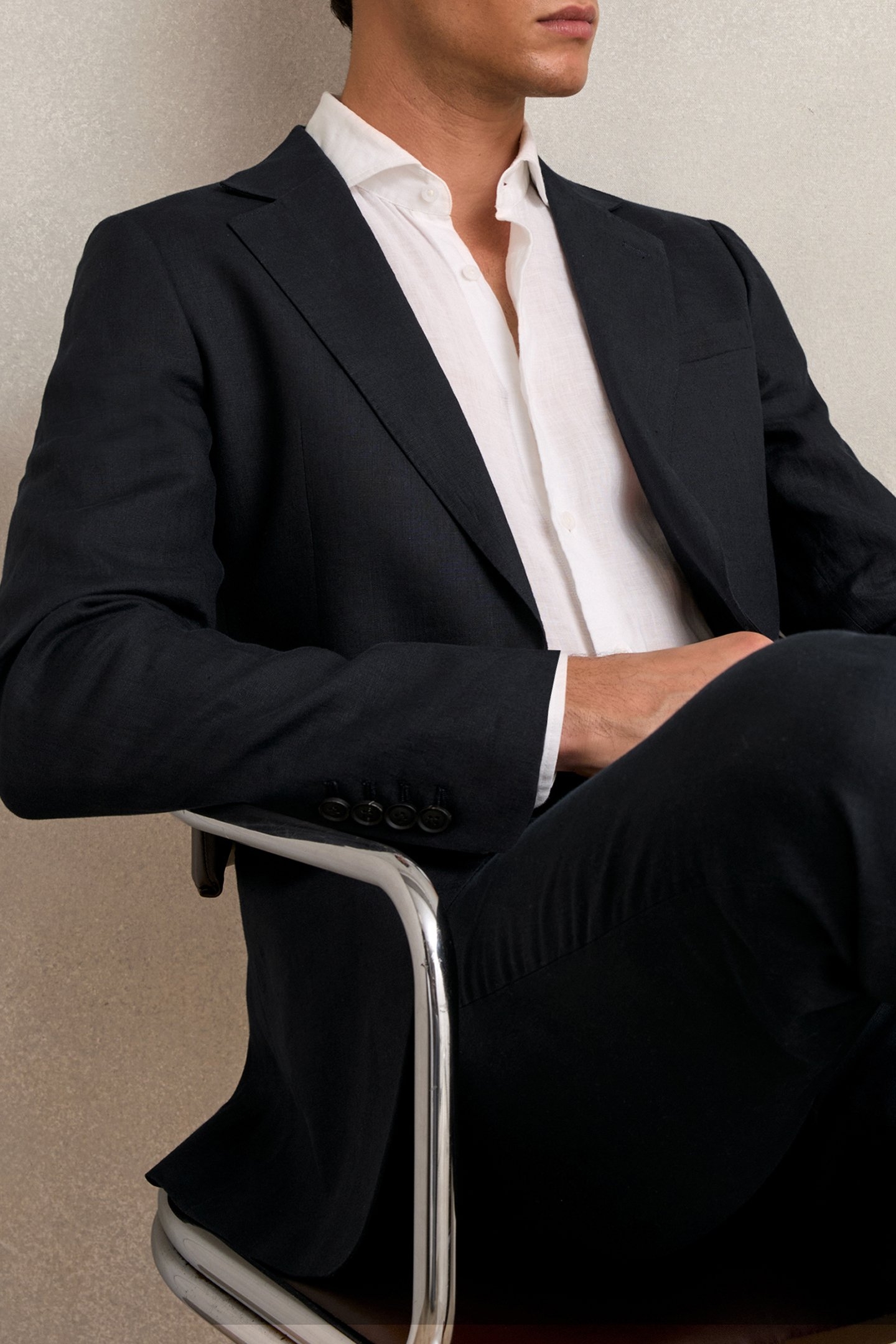 LINEN SLIM FIT BLAZER NAVY 5