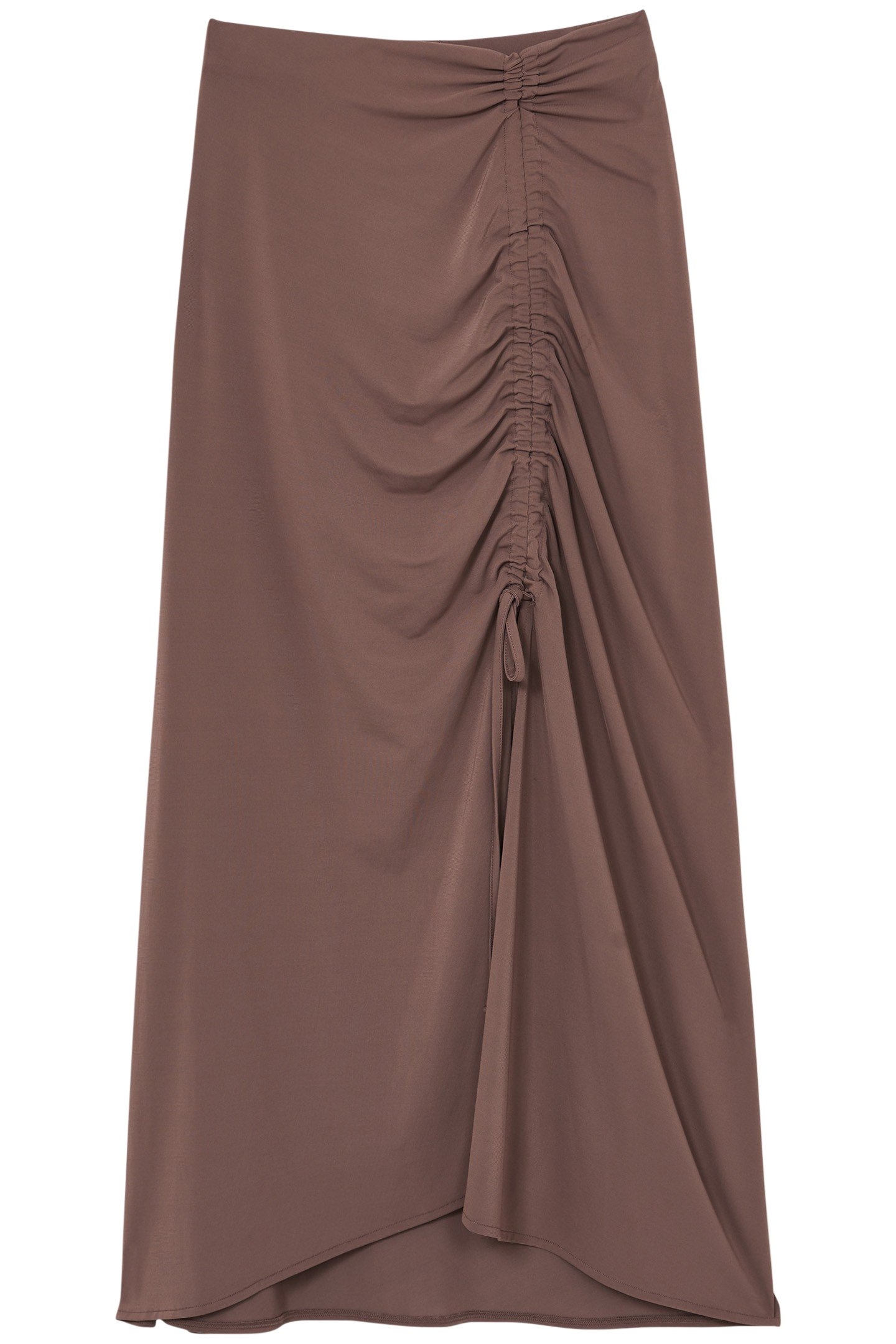 RUCHED MIDI SKIRT MINK 3