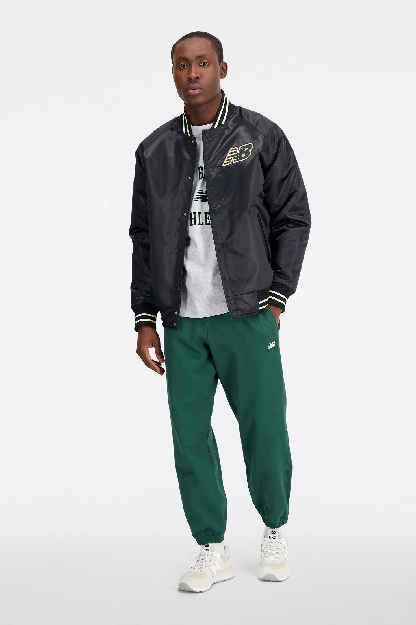 ATHLETICS VARSITY SATIN BOMBER BLACK 3