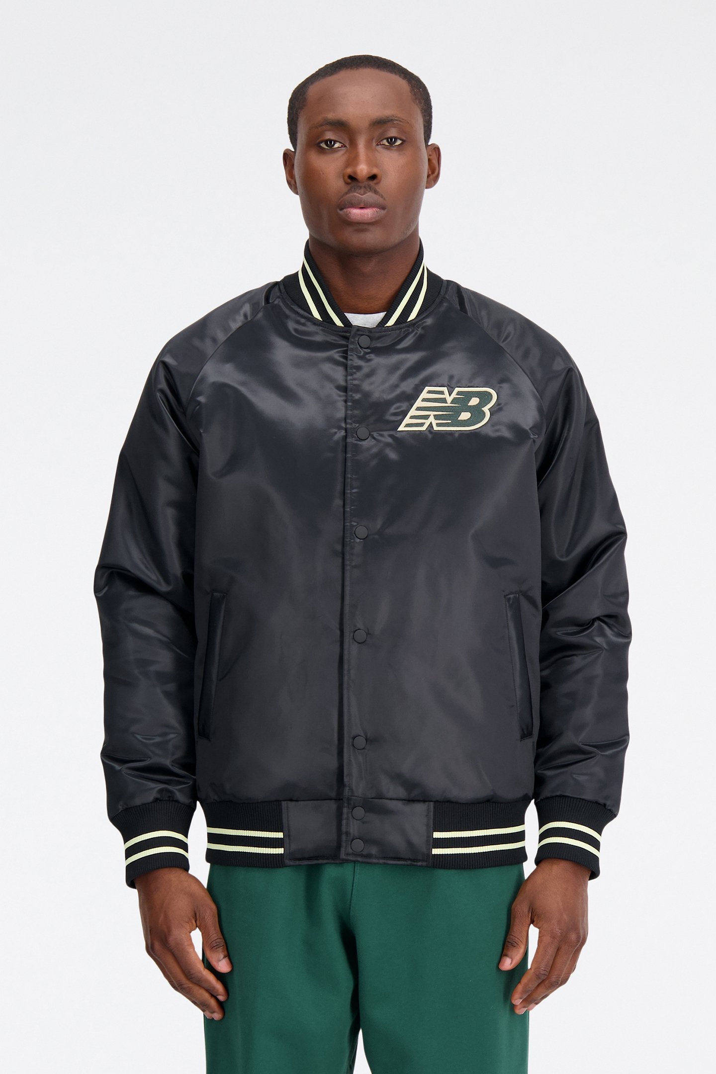 ATHLETICS VARSITY SATIN BOMBER BLACK 1
