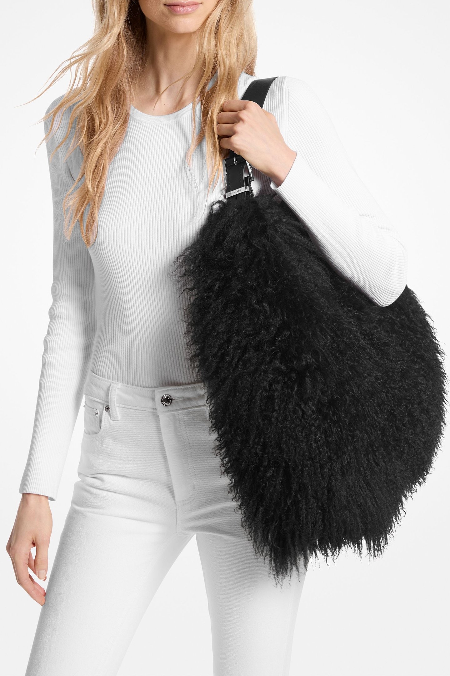 LARGE HOBO SHOULDER BACK WITH FRINGE DETAIL IN BLACK 2